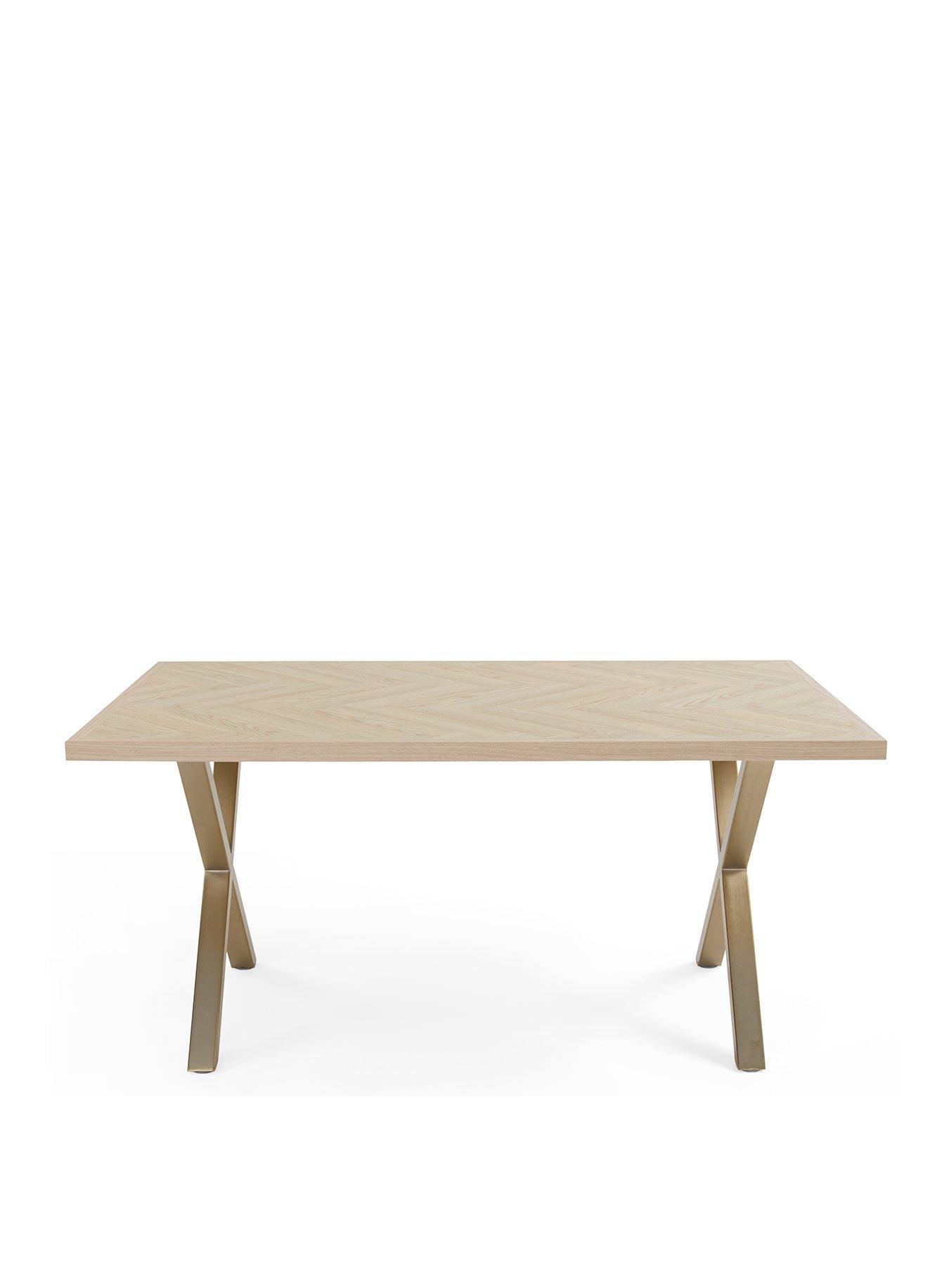 Image 2 of 6 of The Very Collection Kaia 160cm Brass Herringbone Dining Table - FSC&reg; Certified