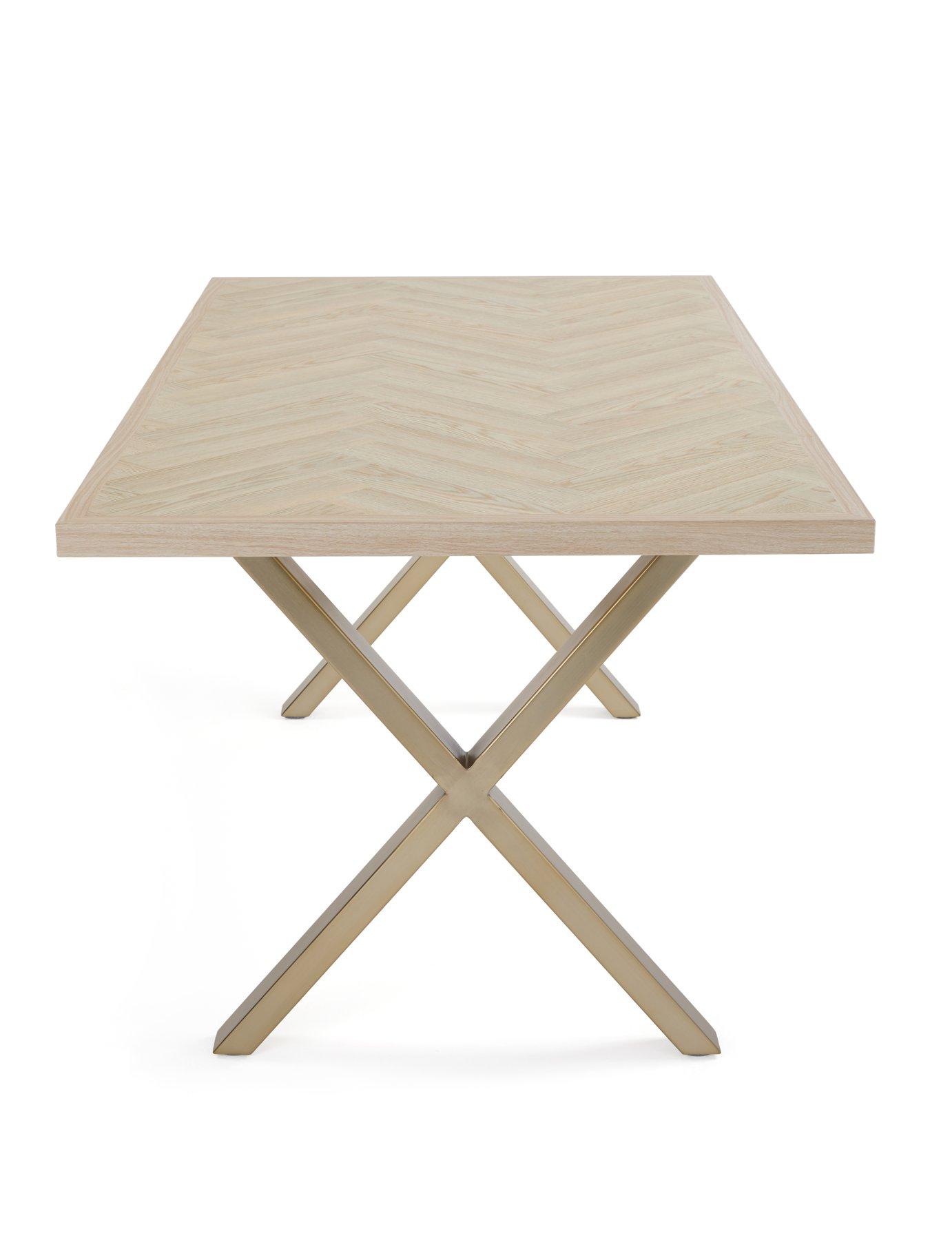 Very Home Kaia 160cm Brass Herringbone Dining Table - FSC
