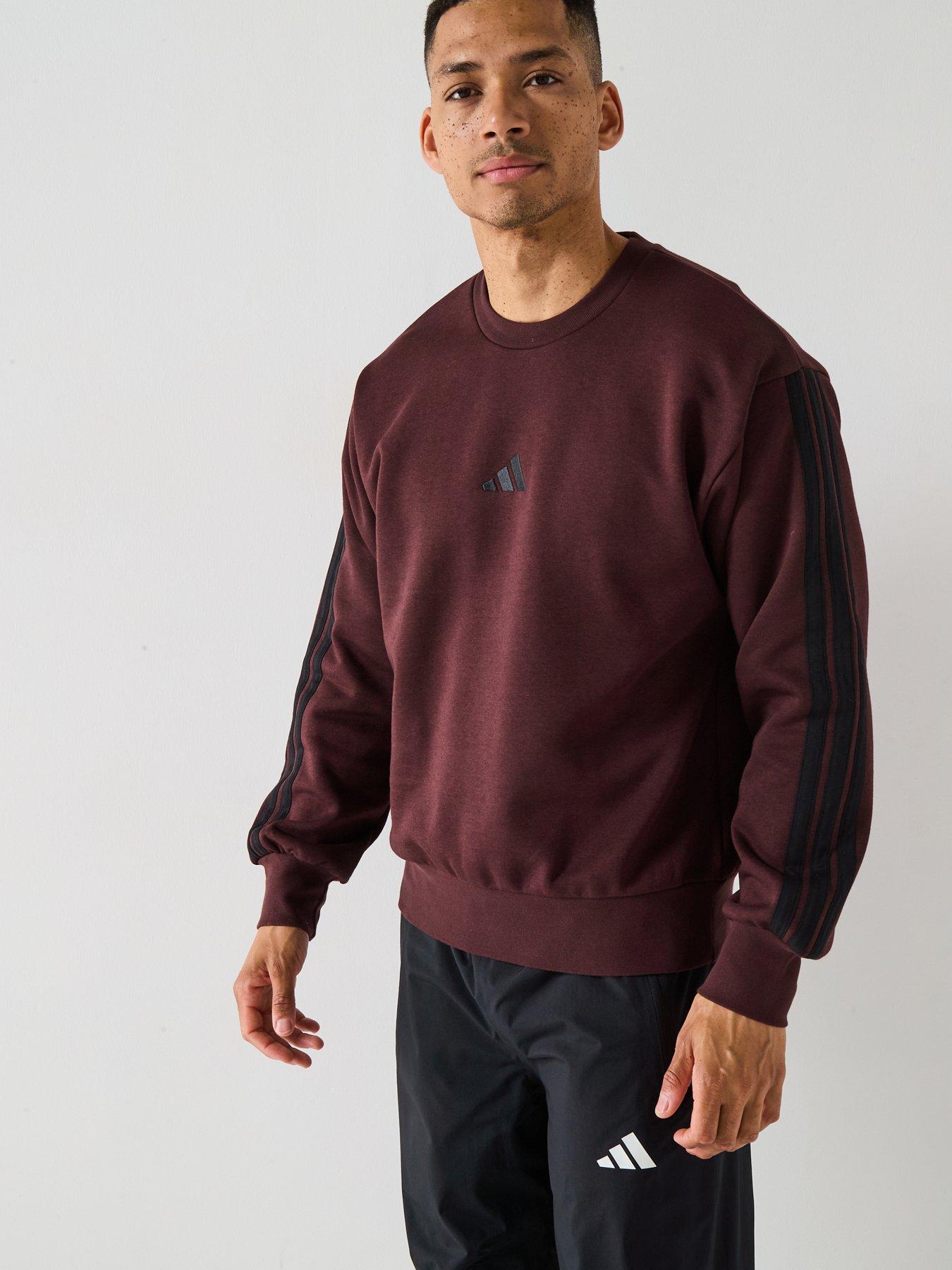 adidas Sportswear Men's Essential 3-stripes Fleece Sweatshirt - Brown