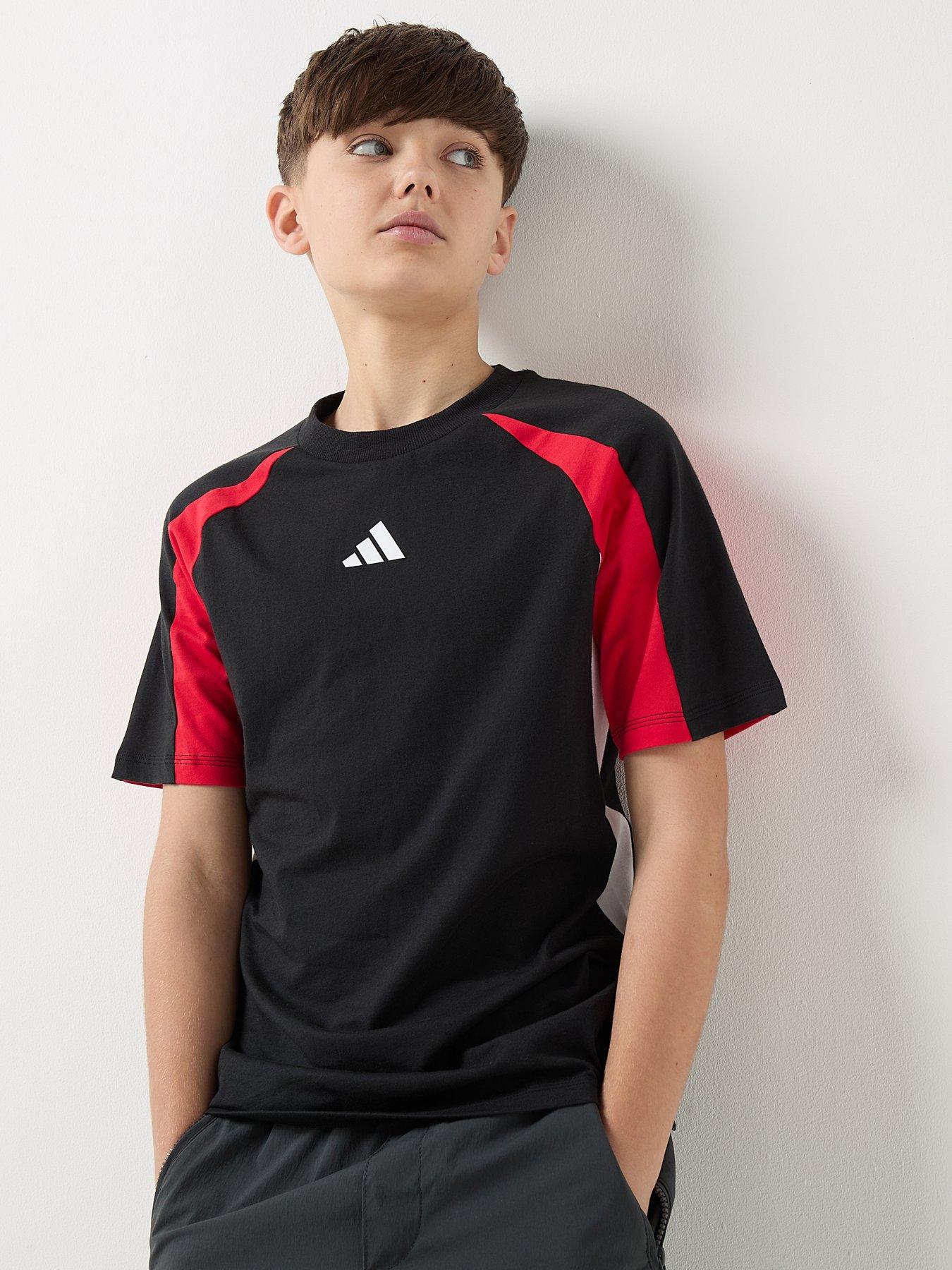 adidas Sportswear Junior Boys Seasonal Essentials Colorblock T-shirt -black