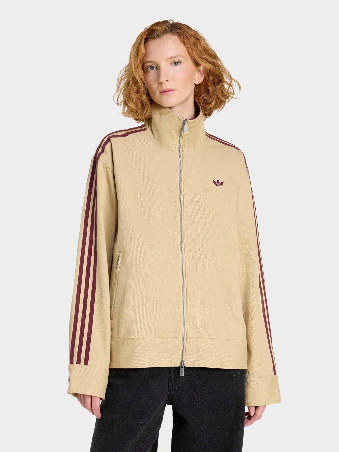 adidas Originals Womens Twill Firebird Jacket, Khaki, Size L, Women
