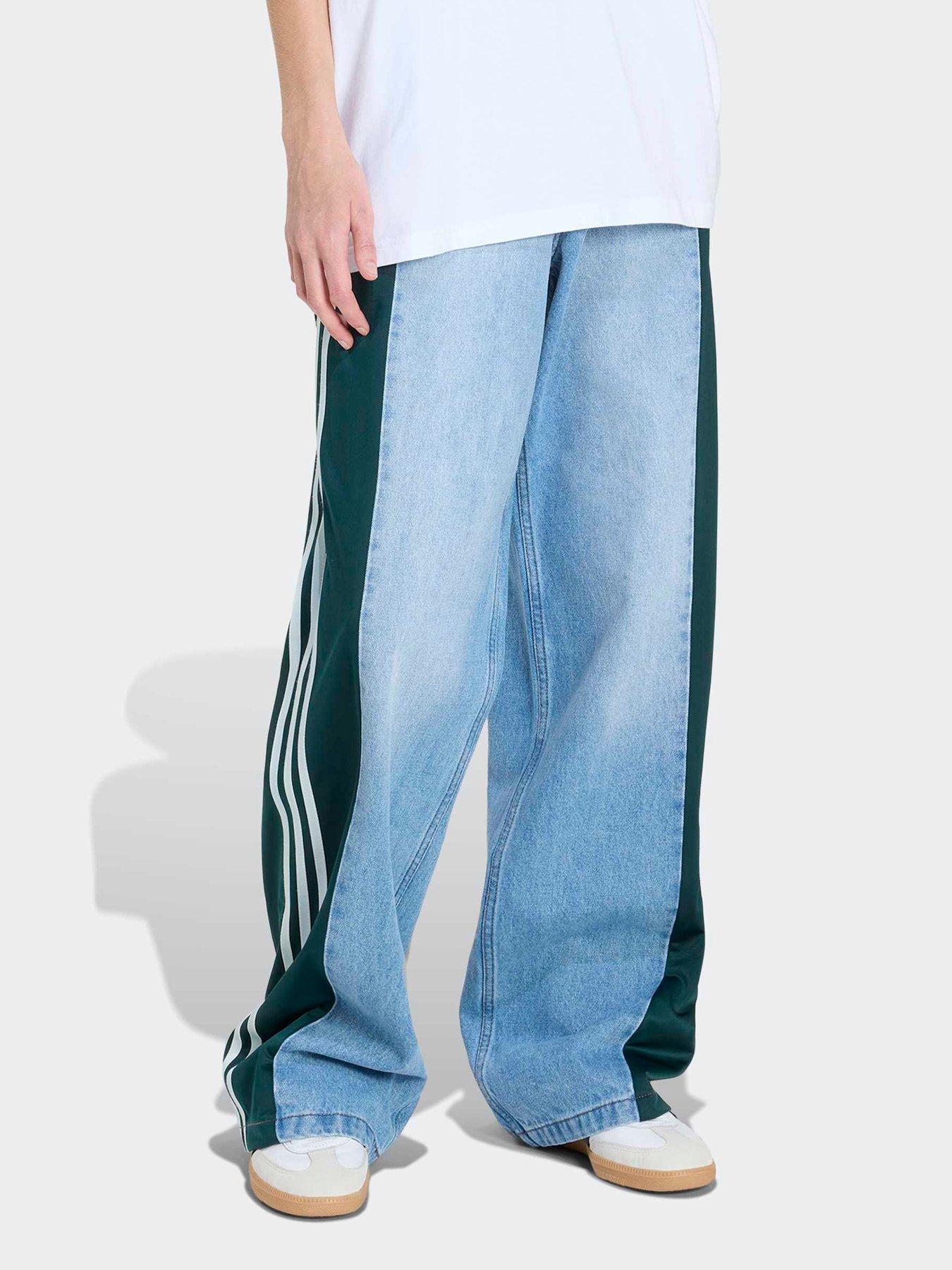 adidas Originals Womens Denim Firebird Pants - Light Blue