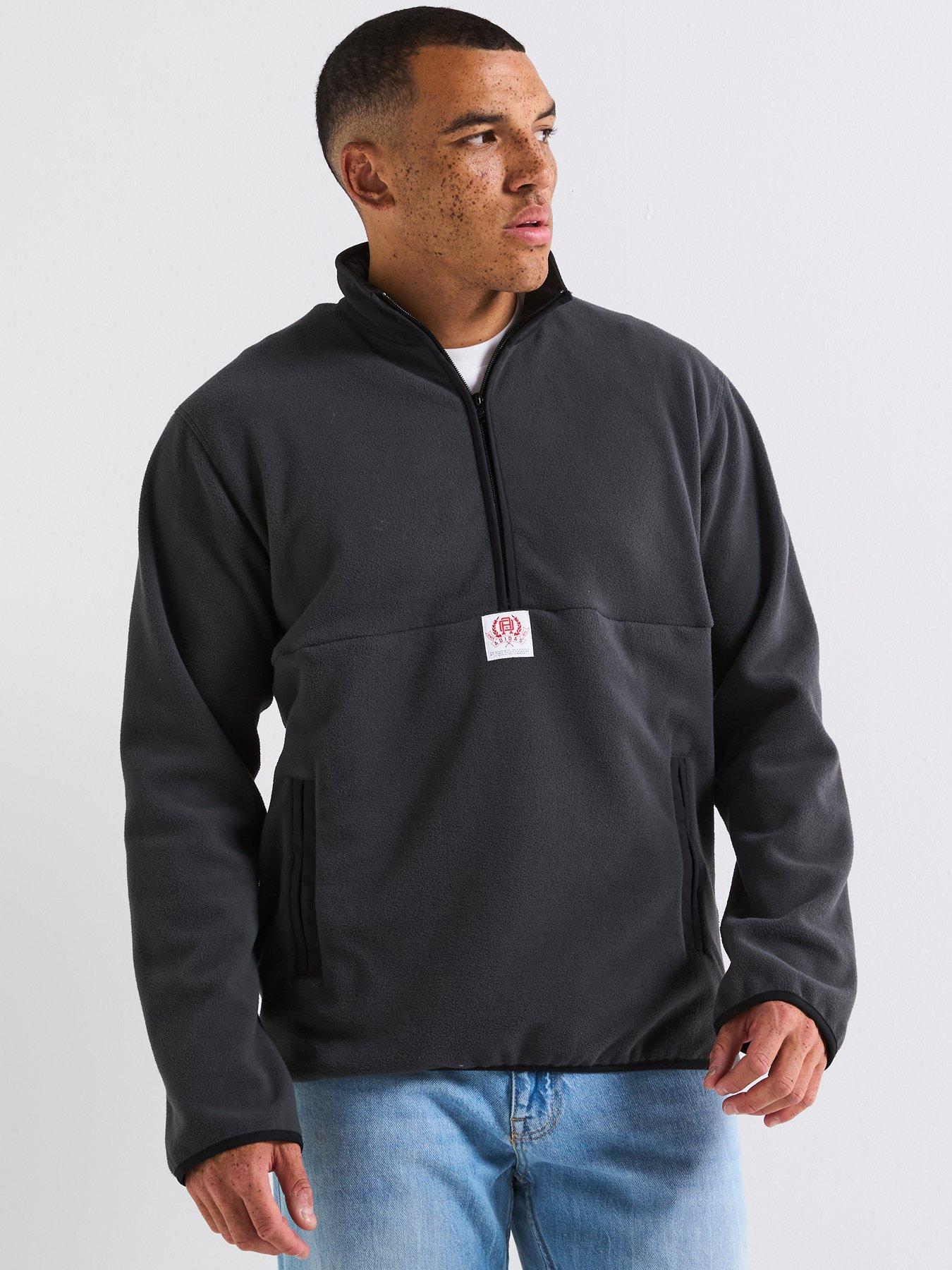 adidas Originals Men's Varsity Polar Fleece Quarter Zip Jacket - Grey