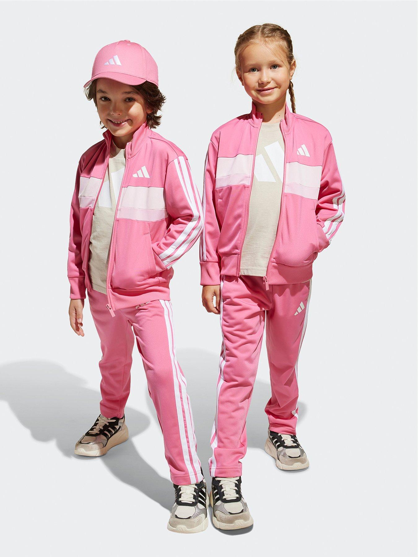 undefined Kids Girls Seasonal Essentials Tiberio 3-stripes Tricot Tracksuit -pink