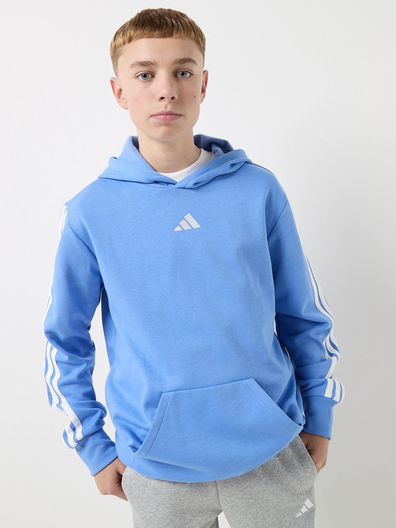 adidas Sportswear Junior Boys Essentials Three Stripe Hoodie- Blue