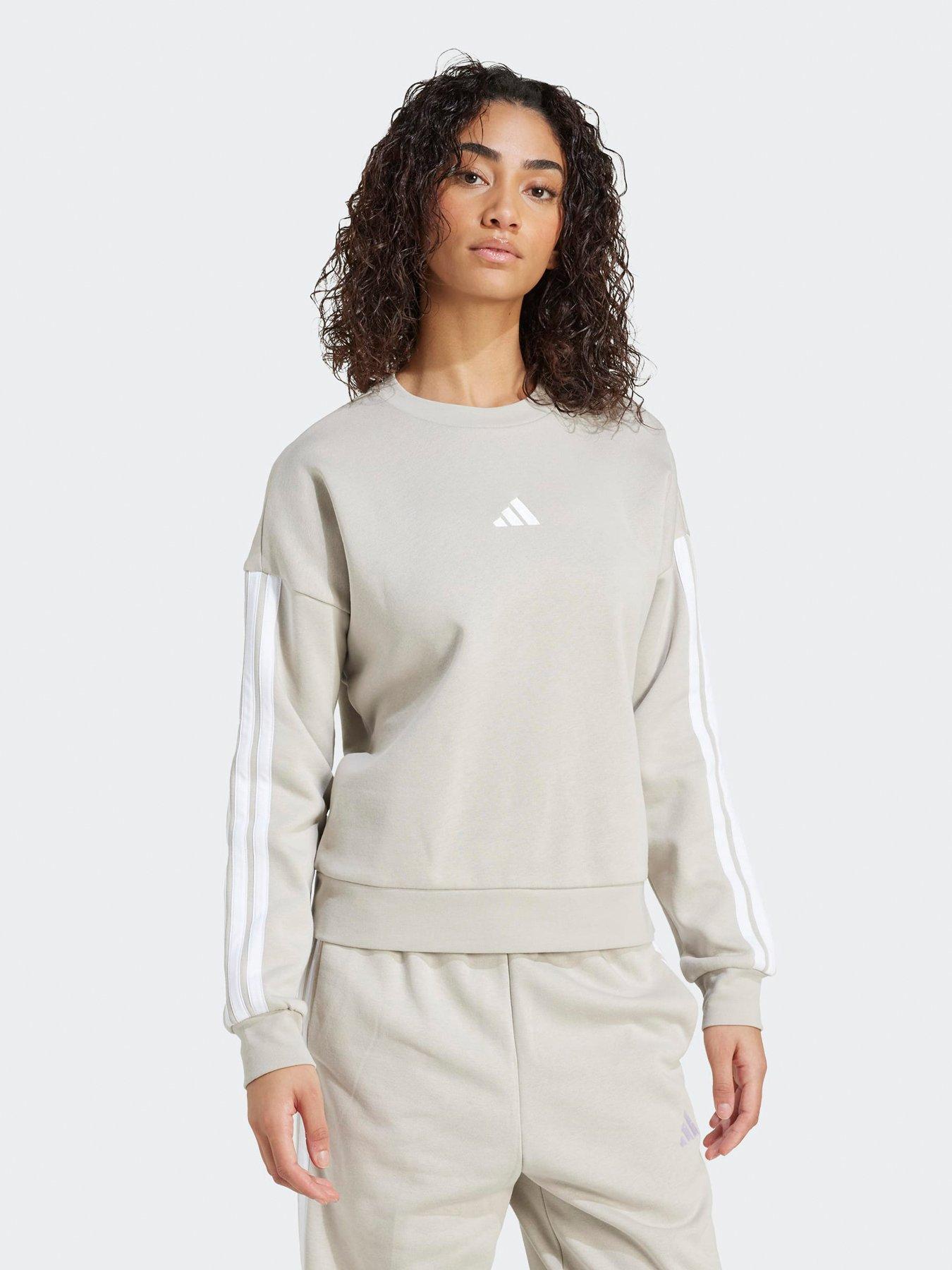 undefined Women's Essentials 3-stripes Fleece Sweatshirt - Grey