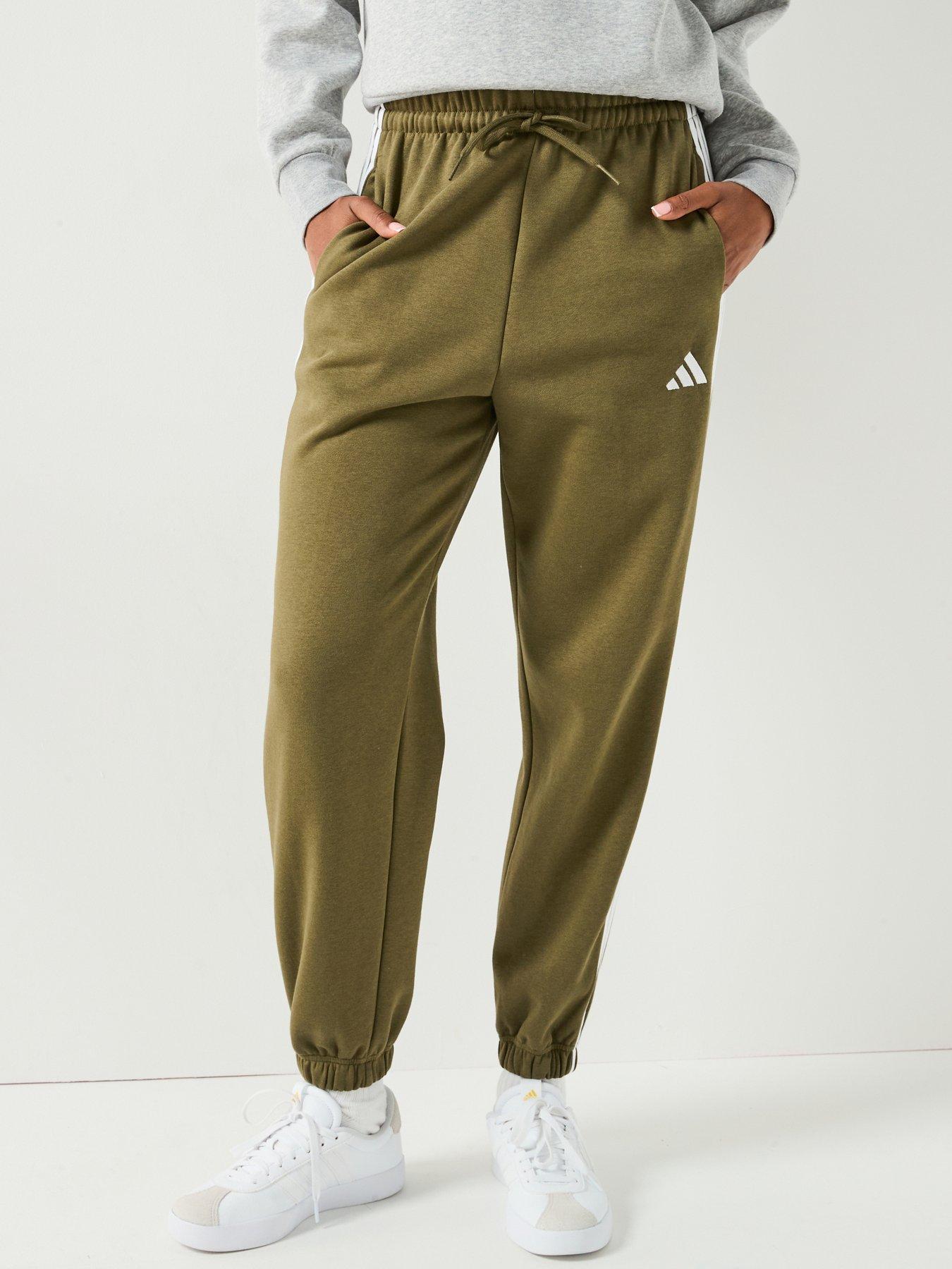 Adidas Sportswear Women'S Essentials 3-Stripes Fleece Loose Pants - Green