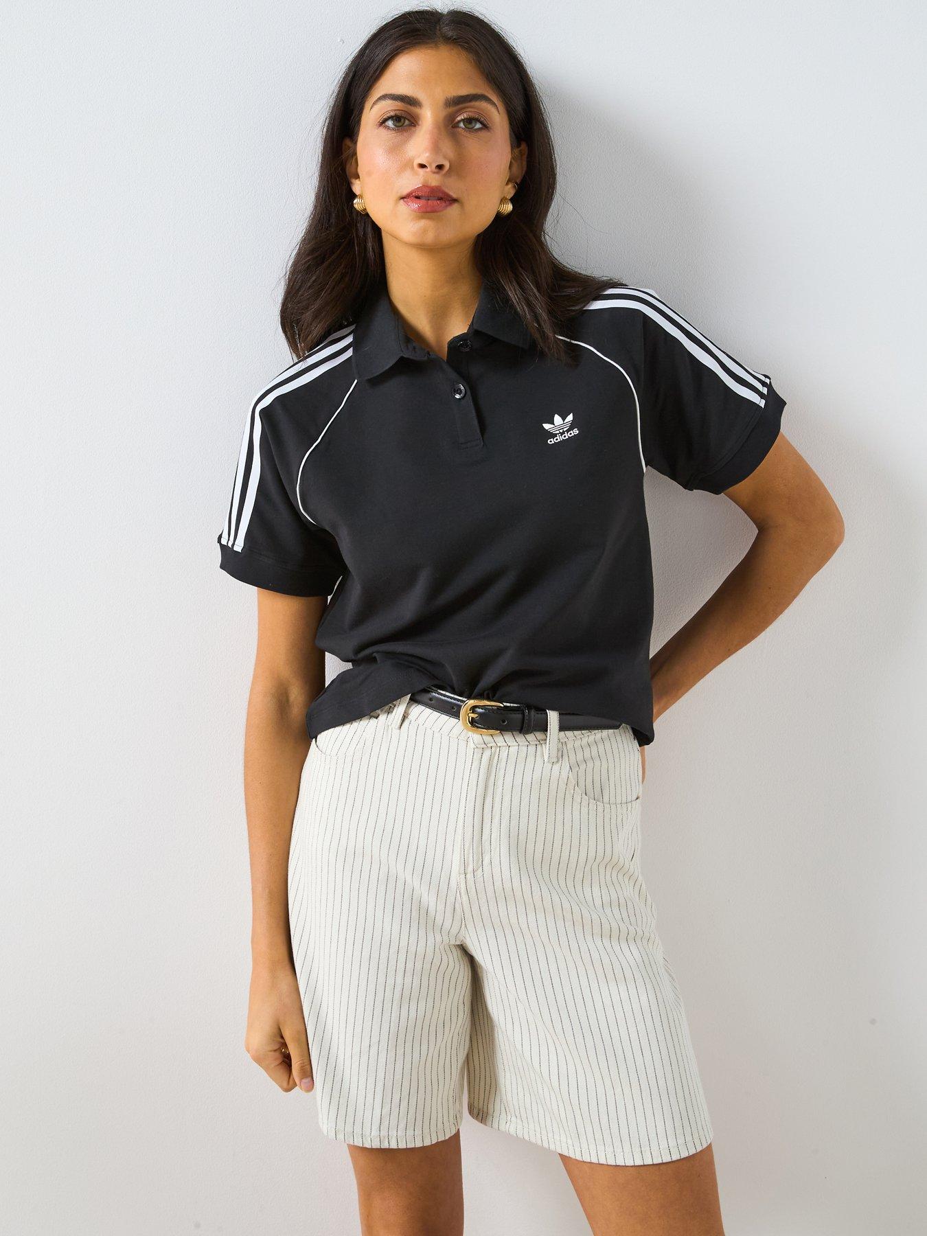 Adidas Originals Women'S Sst Adicolor Short Sleeve Polo - Black