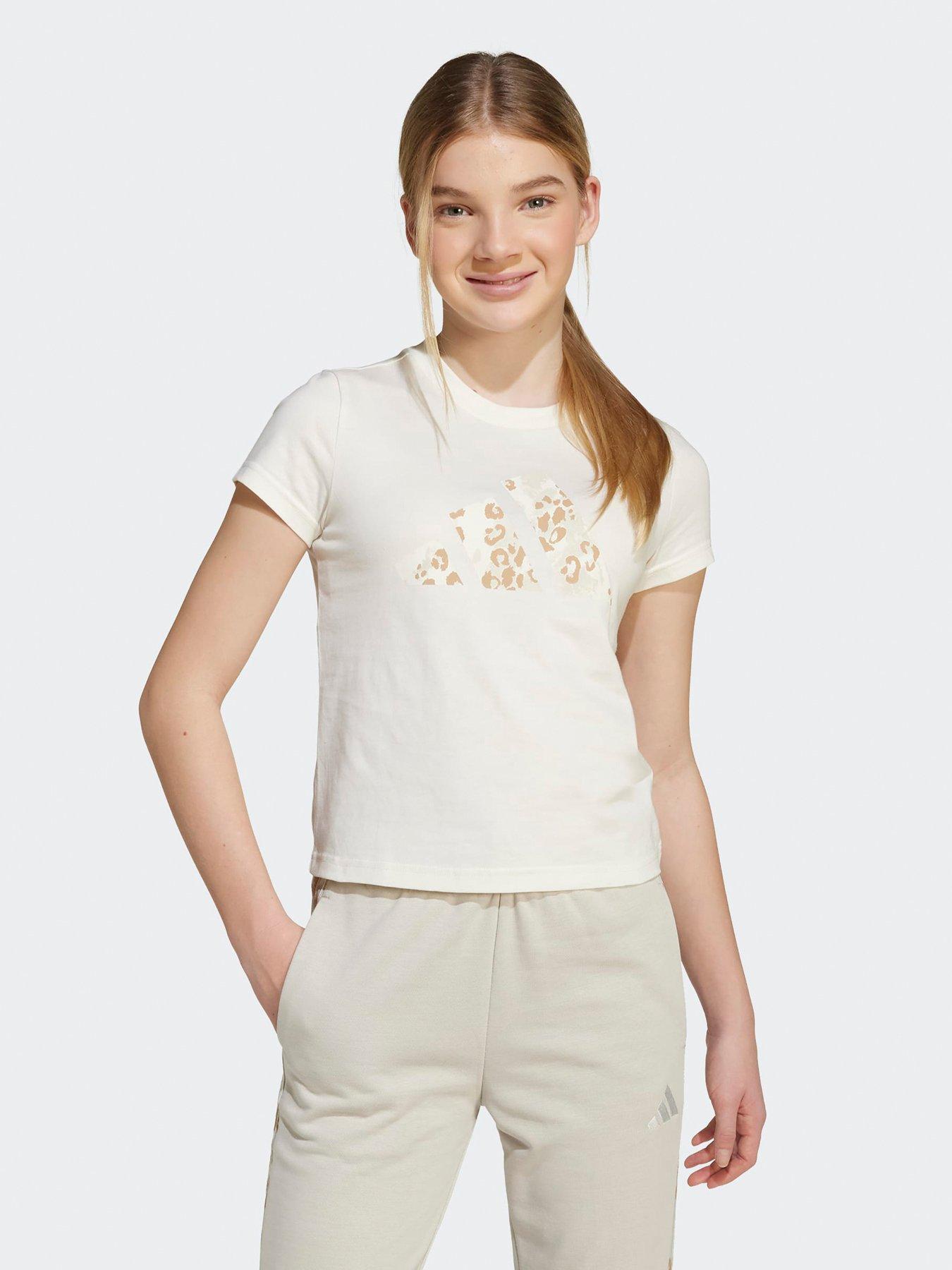 adidas Sportswear: Junior Girls Graphic Big Logo T-shirt-grey