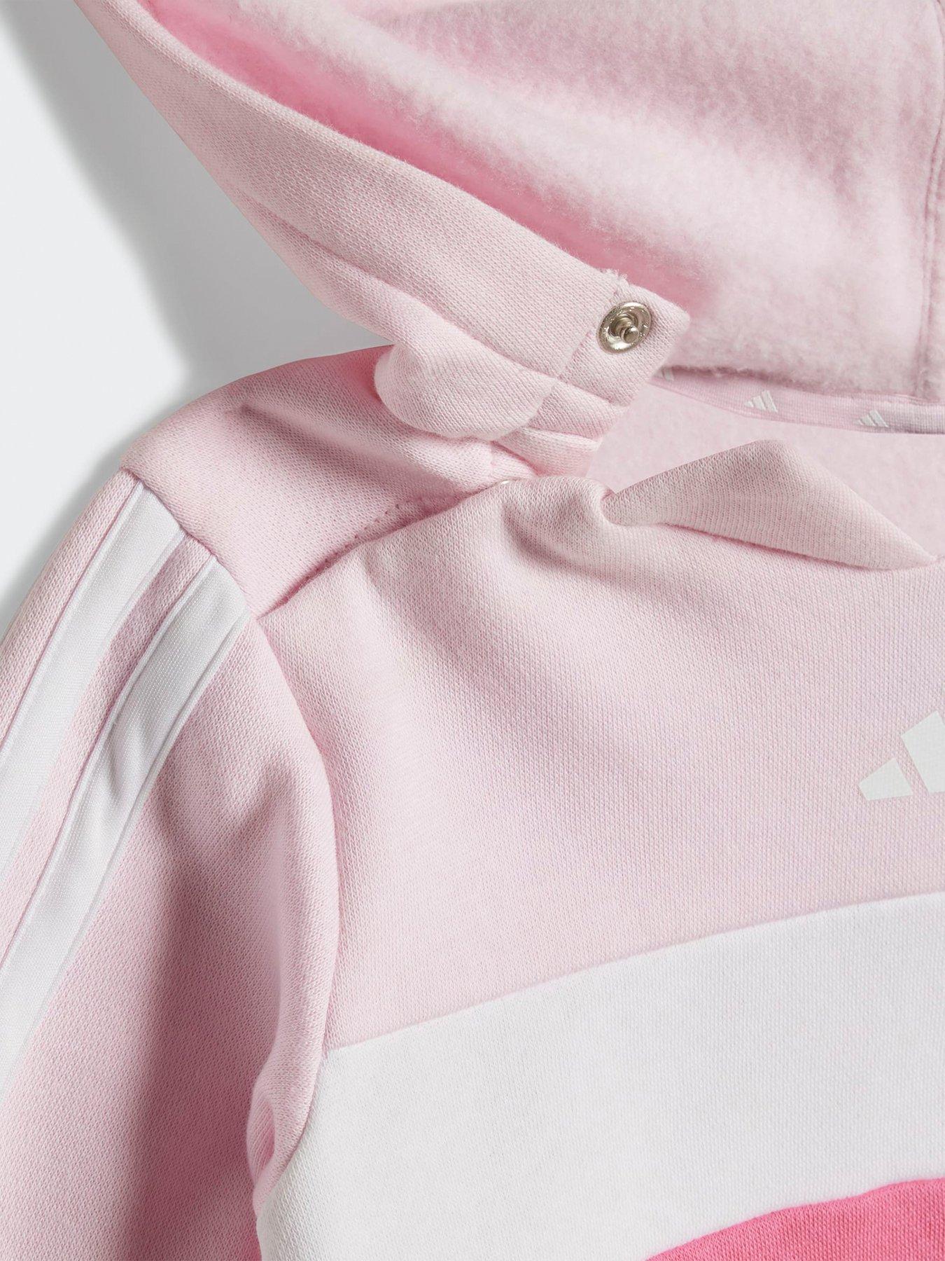 Image 4 of 5 of adidas Sportswear Infant Girls Seasonal Essentials Tiberio 3-Stripe Fleece Leggings - Pink