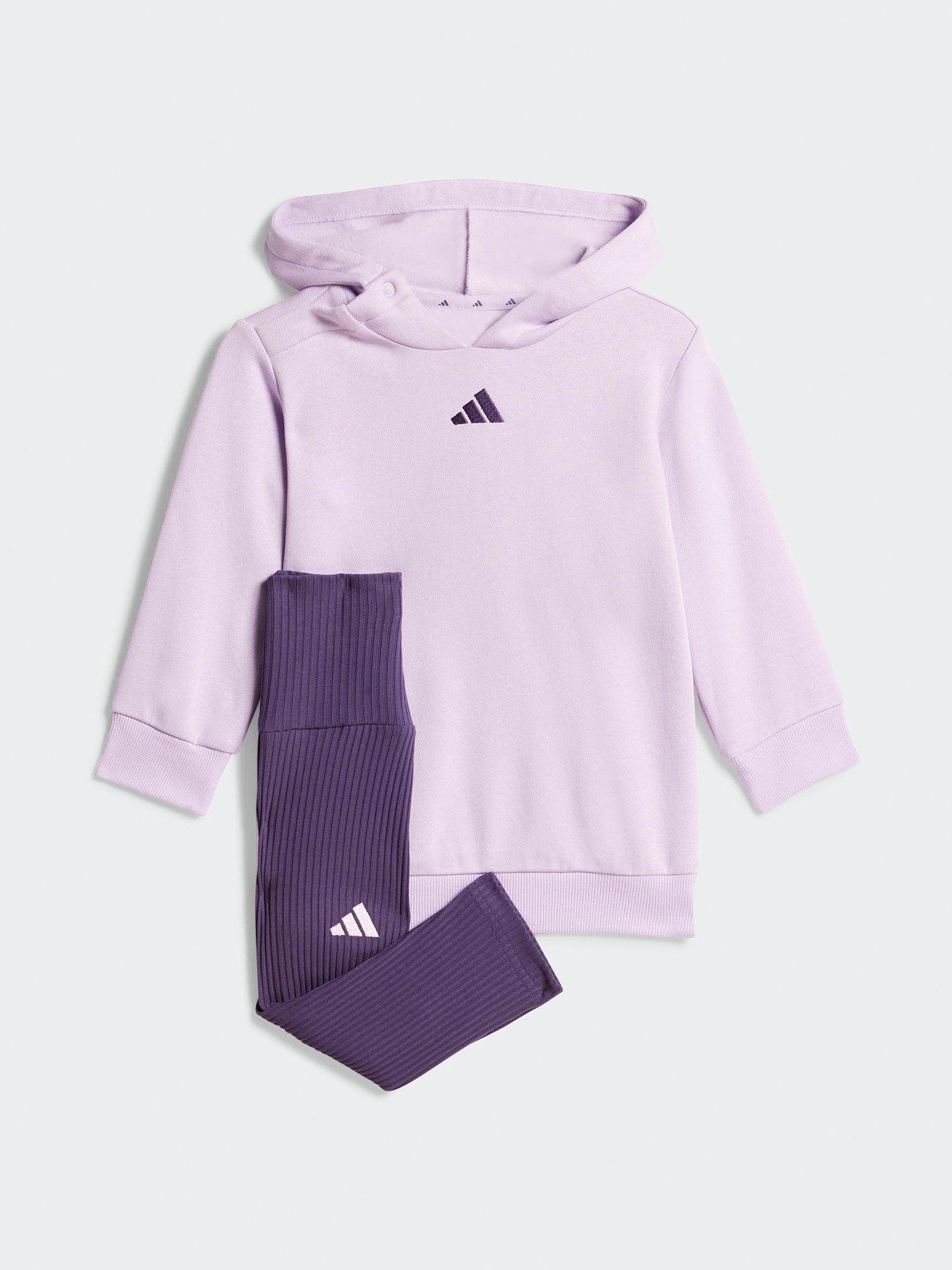 adidas Sportswear Infant Unisex Hoodied Tracksuit, Purple, Size 12-18 Months