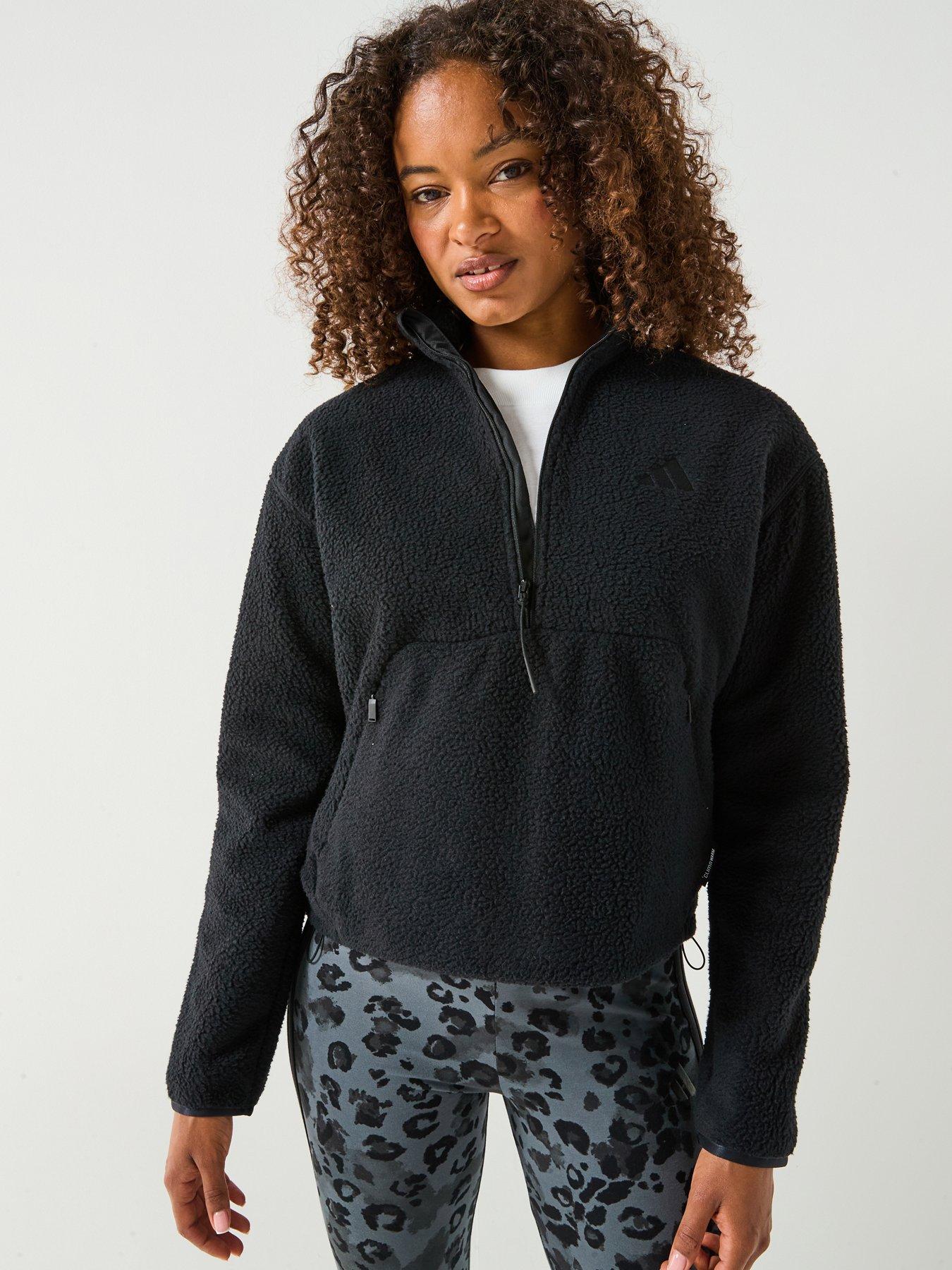 adidas Sportswear Women's City Tech High Pile Fleece Half-Zip - Black