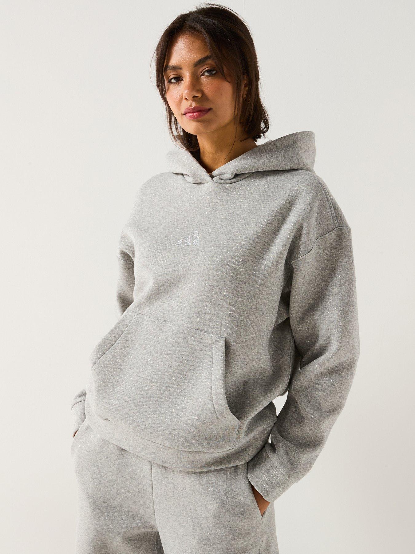 adidas Sportswear Women's All Szn Glitter Fleece Hoodie, Medium Grey Heather, Size Xs, Women