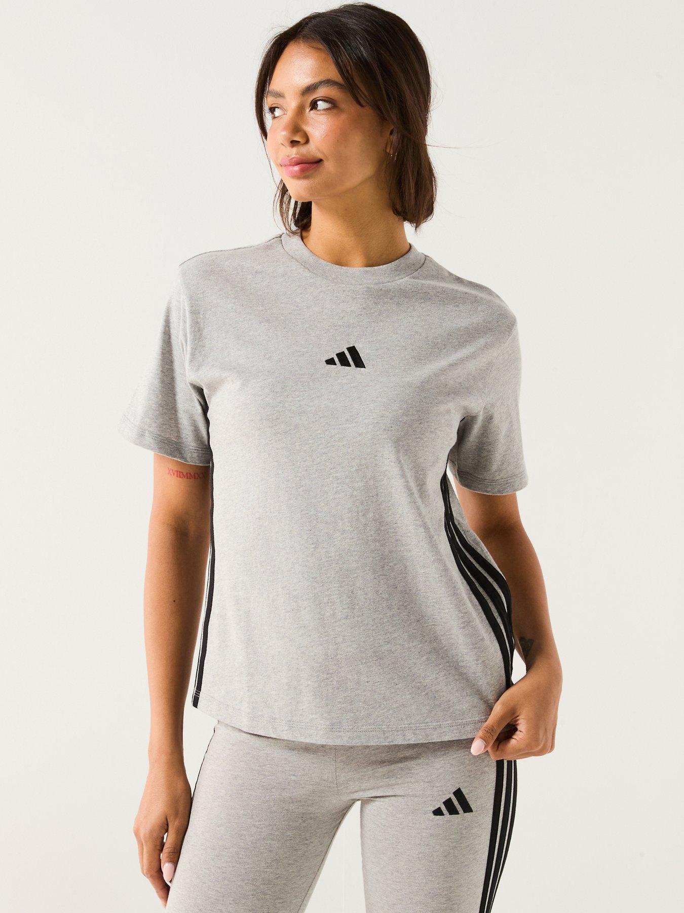 undefined Women's Essentials 3-stripes Cotton T-shirt - Grey