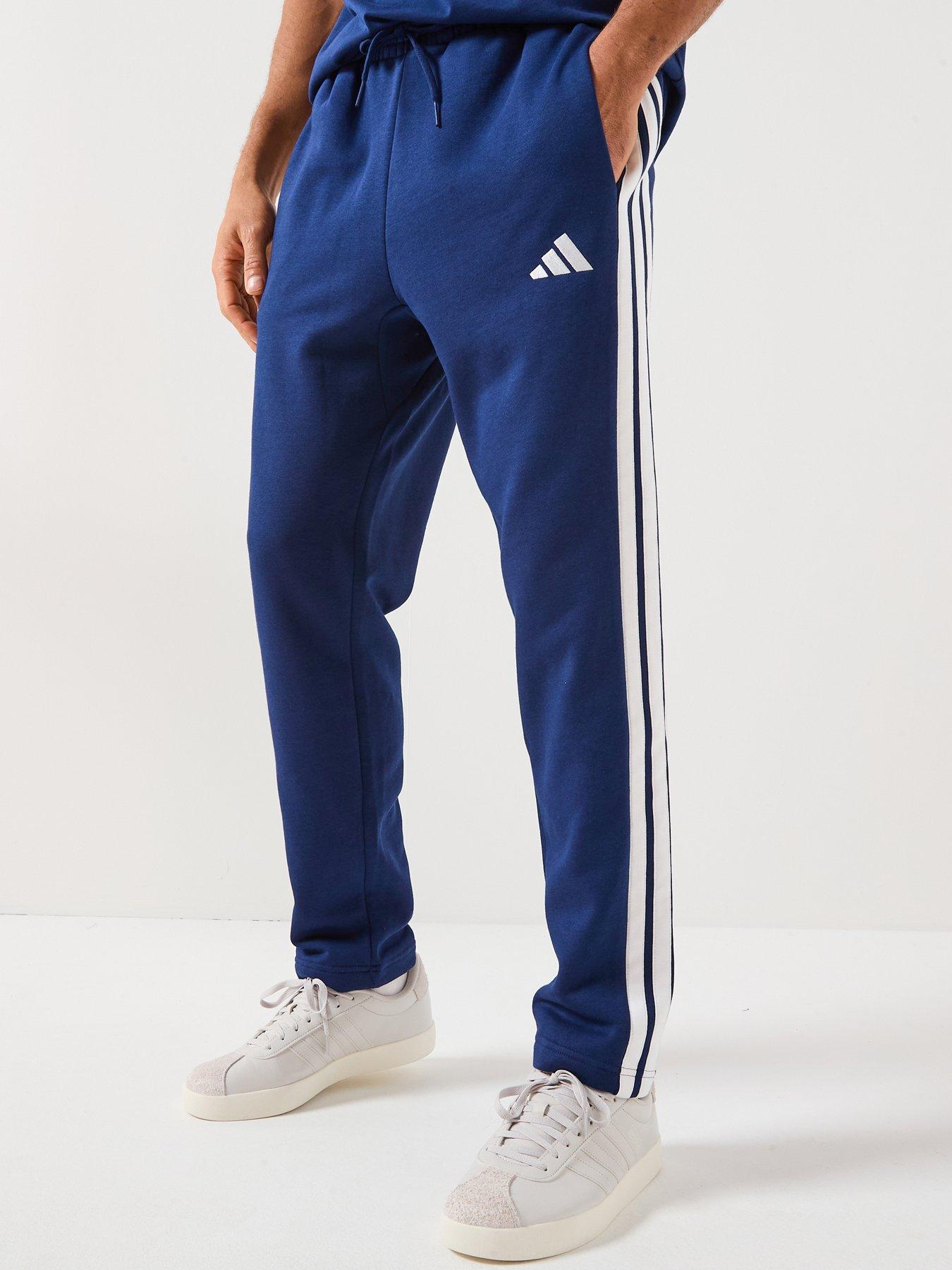 adidas Sportswear Men's Essentials 3-stripes Open Hem Fleece Joggers - Blue