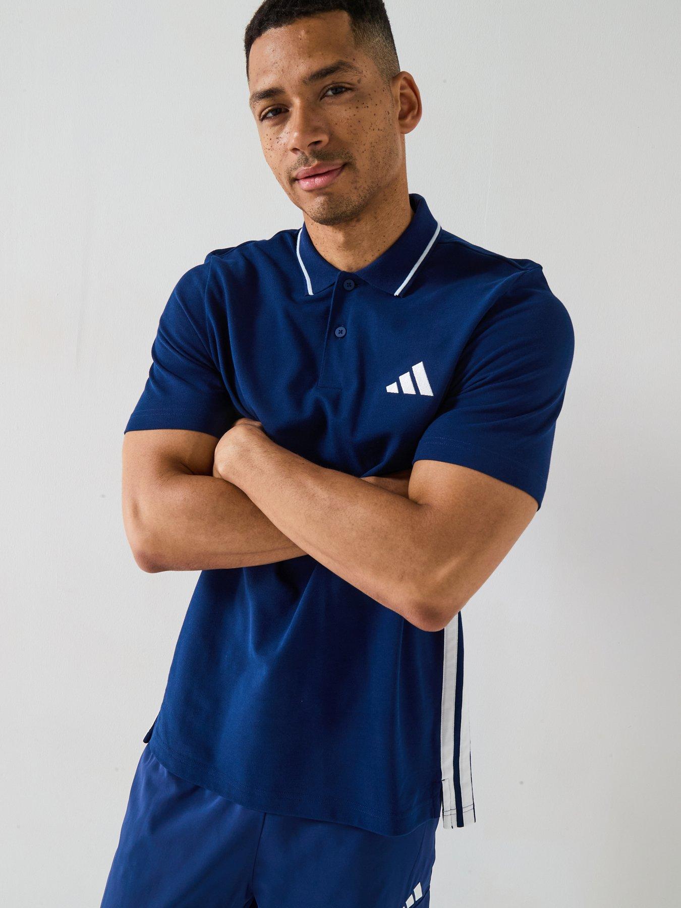 Adidas Sportswear Men'S Essentials 3-Stripes Pique & Polo Shirt - Blue