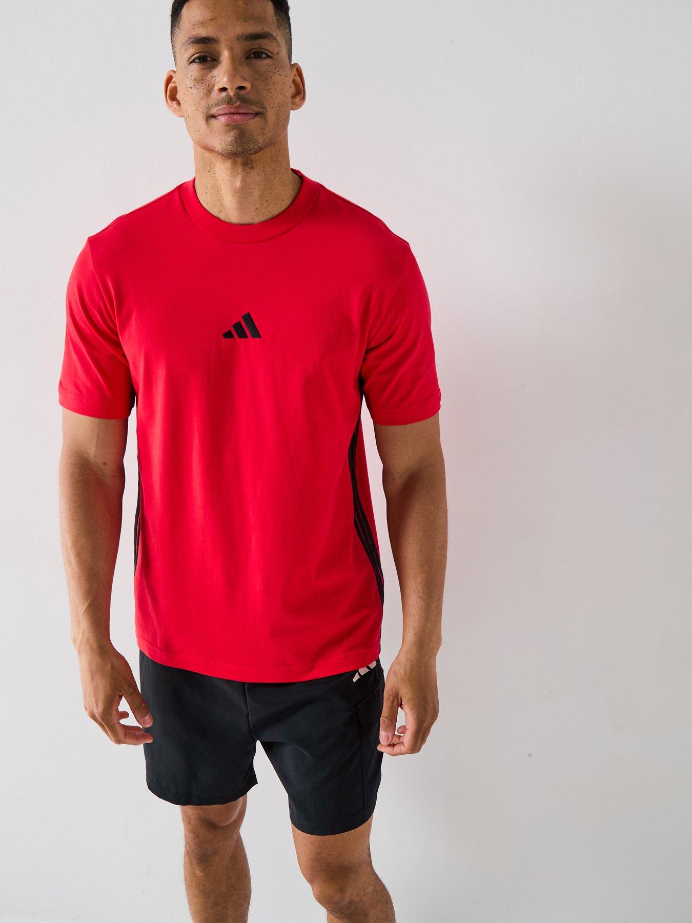 undefined Men's Essentials 3-Stripes T-Shirt - Red