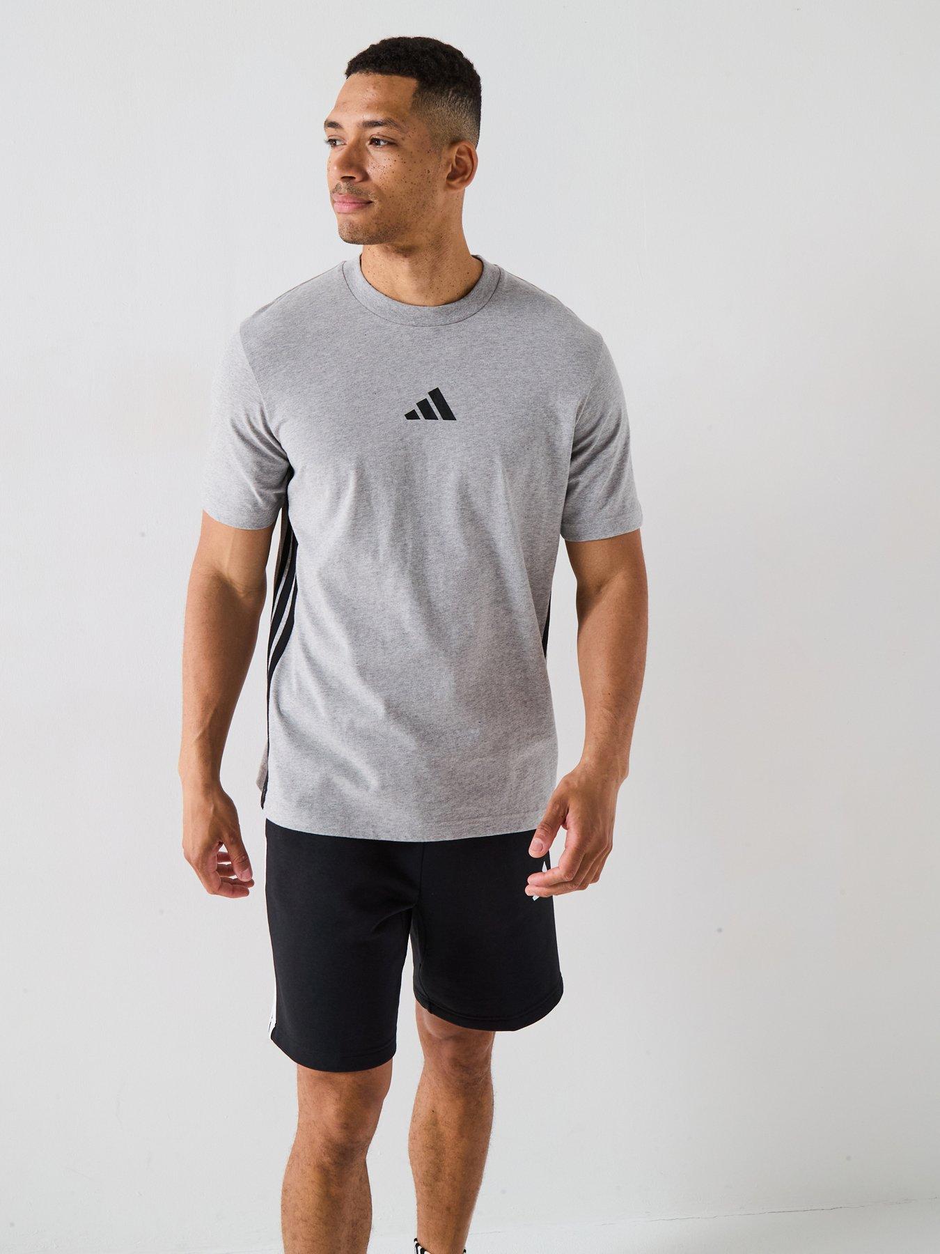 adidas Sportswear Men's Essential 3-Stripes Jersey T-Shirt - Grey