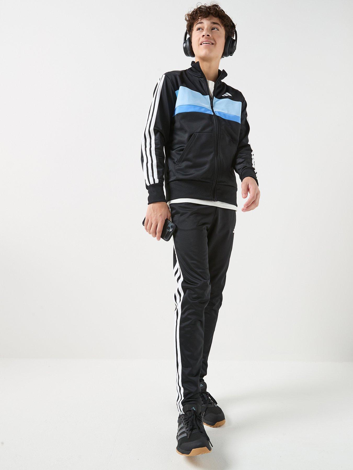 adidas Sportswear Junior Boys Seasonal Essentials Tiberio 3-stripes Tricot Tracksuit -black