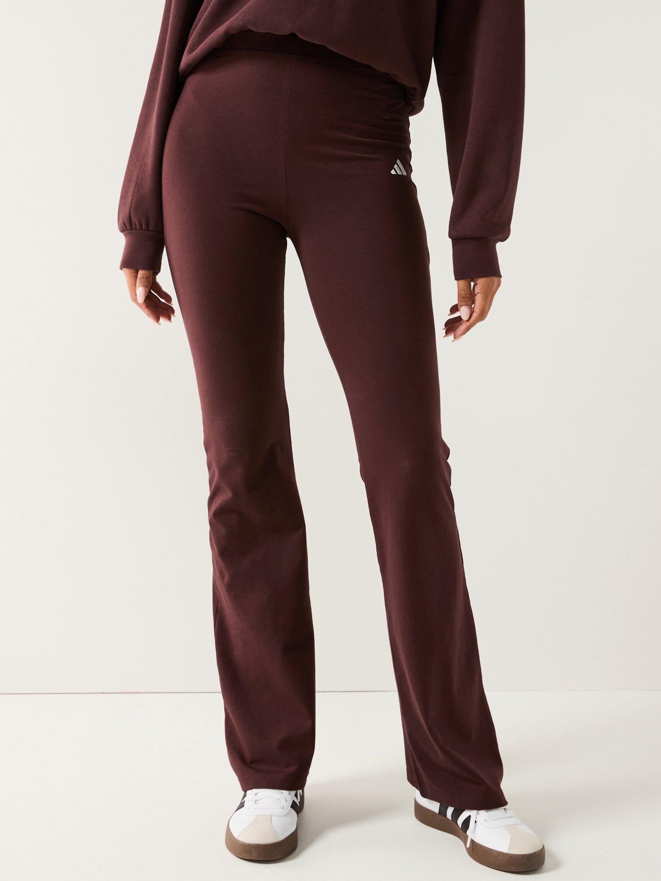 Image 1 of 6 of adidas Sportswear Women's Essentials Small Logo Flared Leggings - Brown