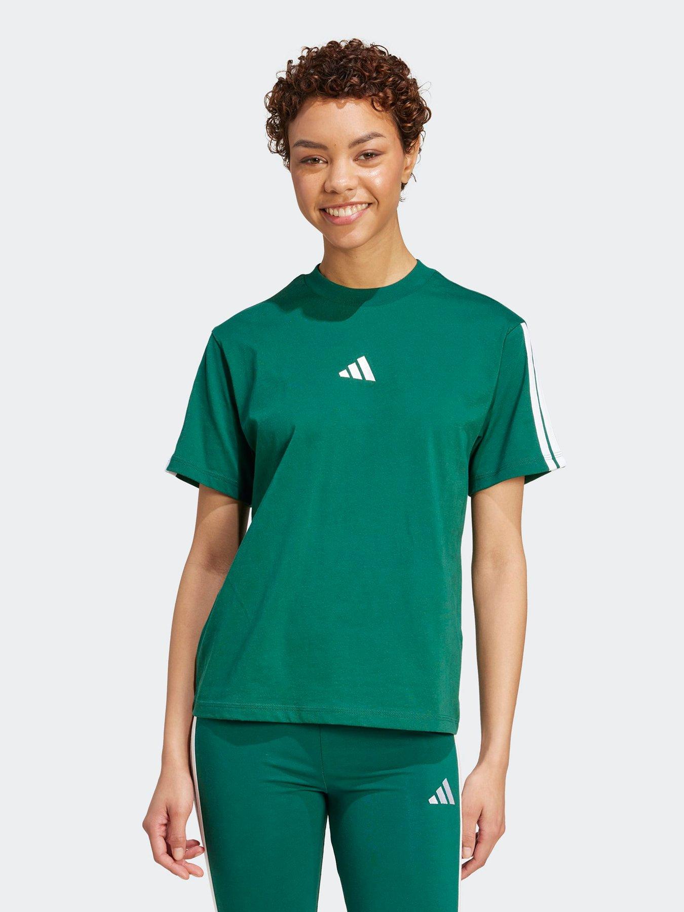 undefined Women's Essentials 3-Stripes Cotton T-Shirt - Green
