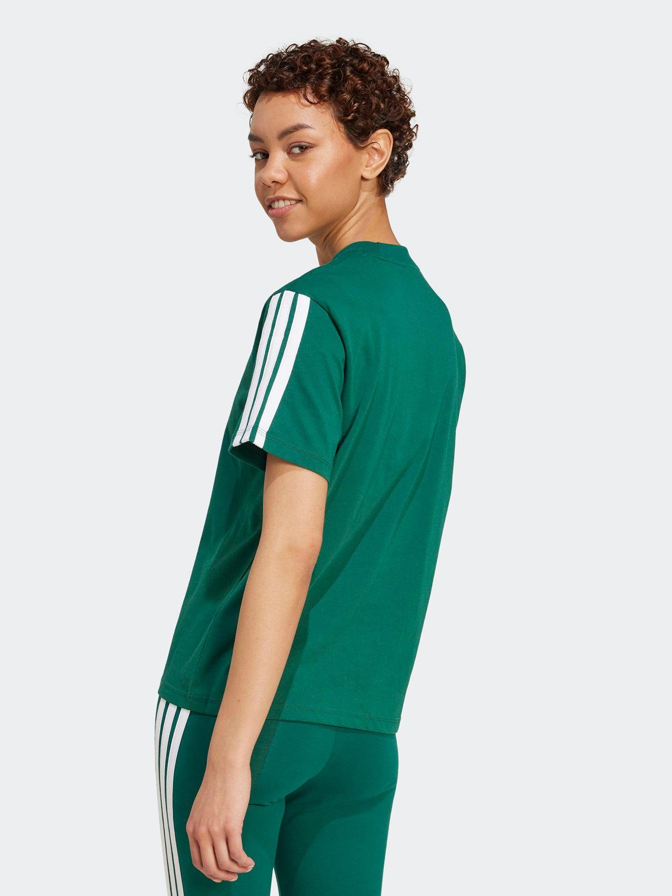 Image 2 of 5 of adidas Sportswear Women's Essentials 3-Stripes Cotton T-Shirt - Green