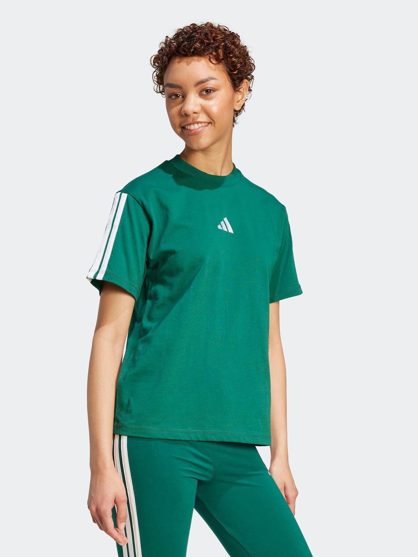 Image 3 of 5 of adidas Sportswear Women's Essentials 3-Stripes Cotton T-Shirt - Green
