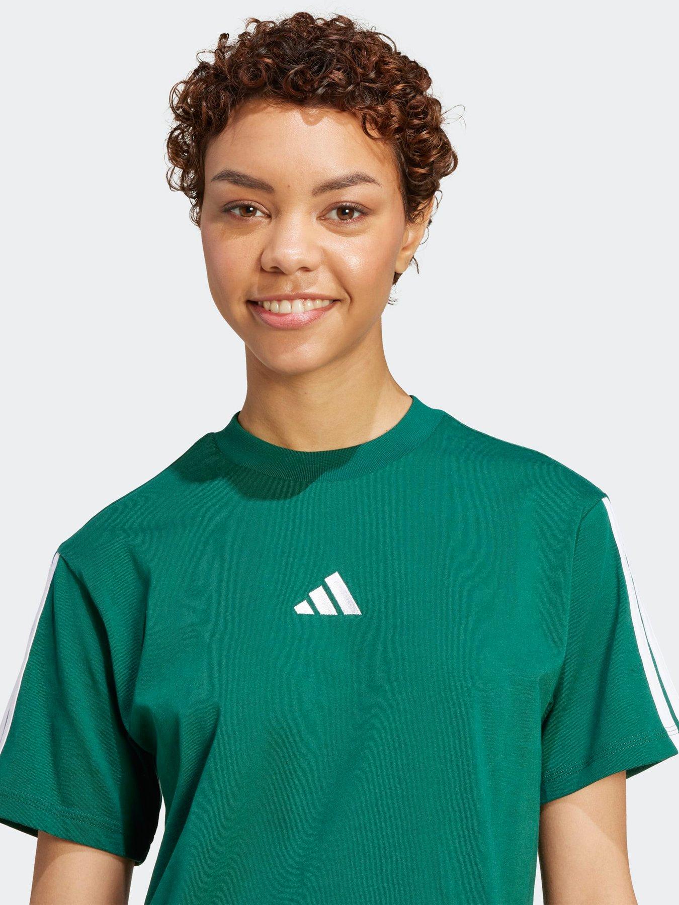 Image 4 of 5 of adidas Sportswear Women's Essentials 3-Stripes Cotton T-Shirt - Green