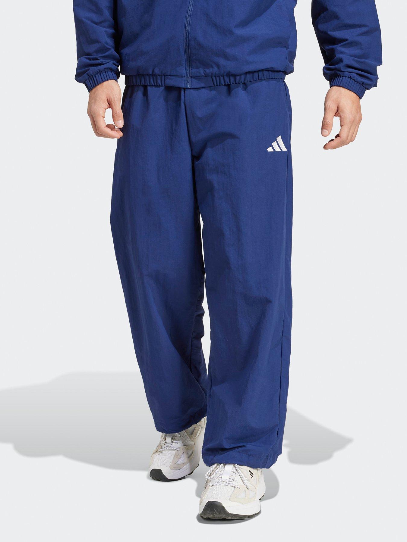undefined Men's Essential Small Logo Woven Open Hem Pants - Blue