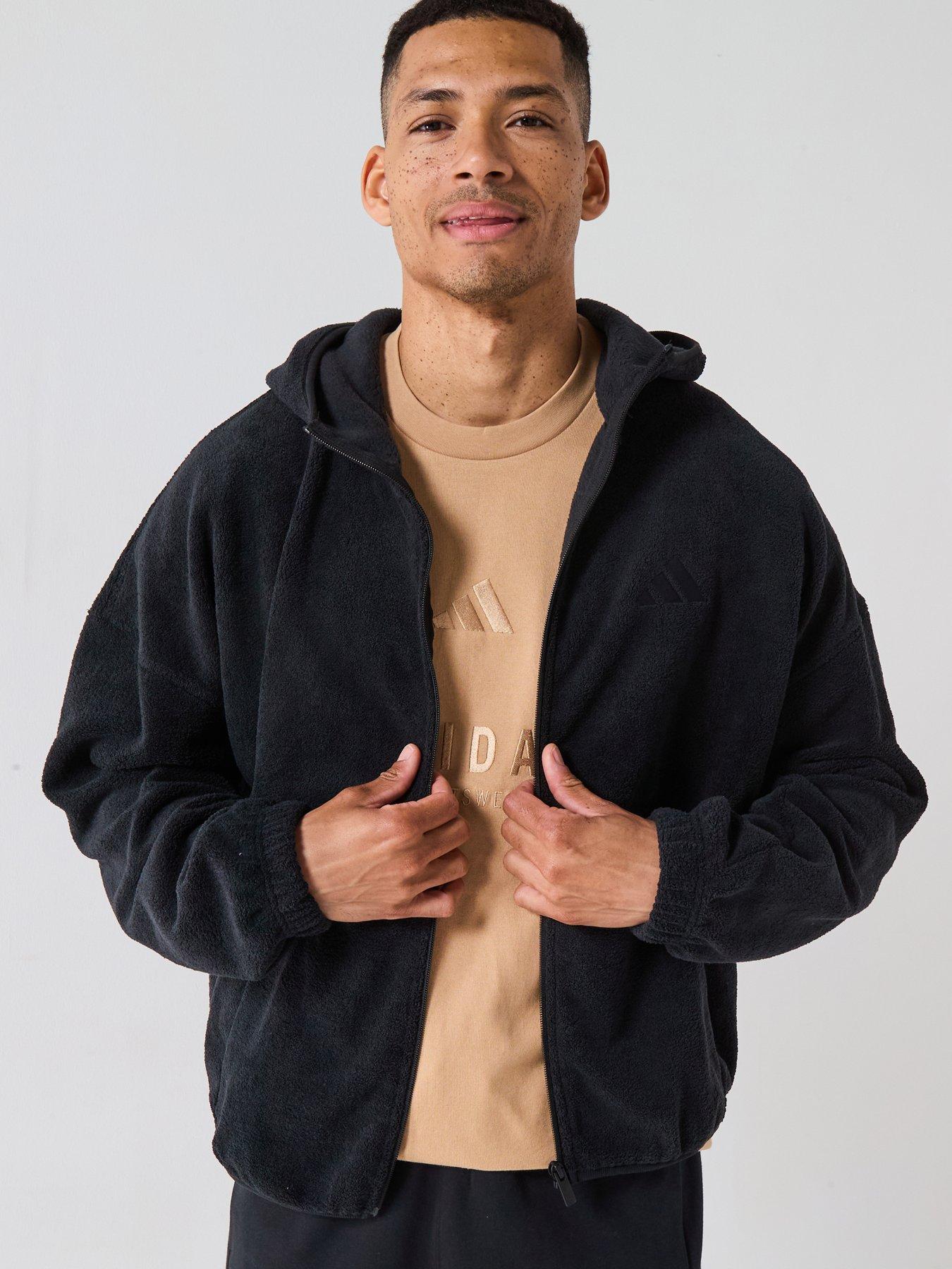 adidas Sportswear Men's Future Icons Small Logo Fleece Full Zip - Black