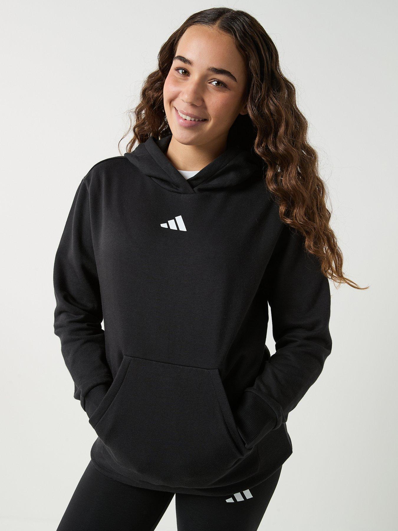 adidas Sportswear Junior Girls Hooded Tracksuit, Black, Size 11-12 Years