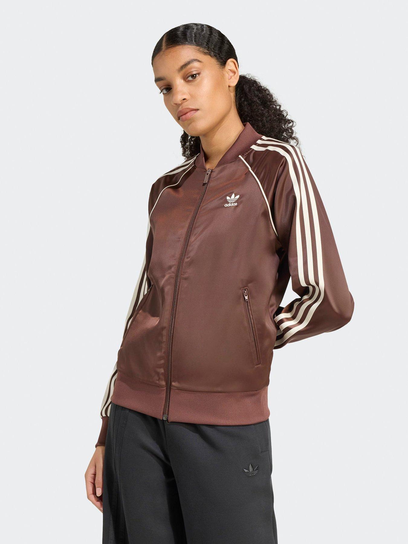 undefined Womens Satin Track Top - Brown