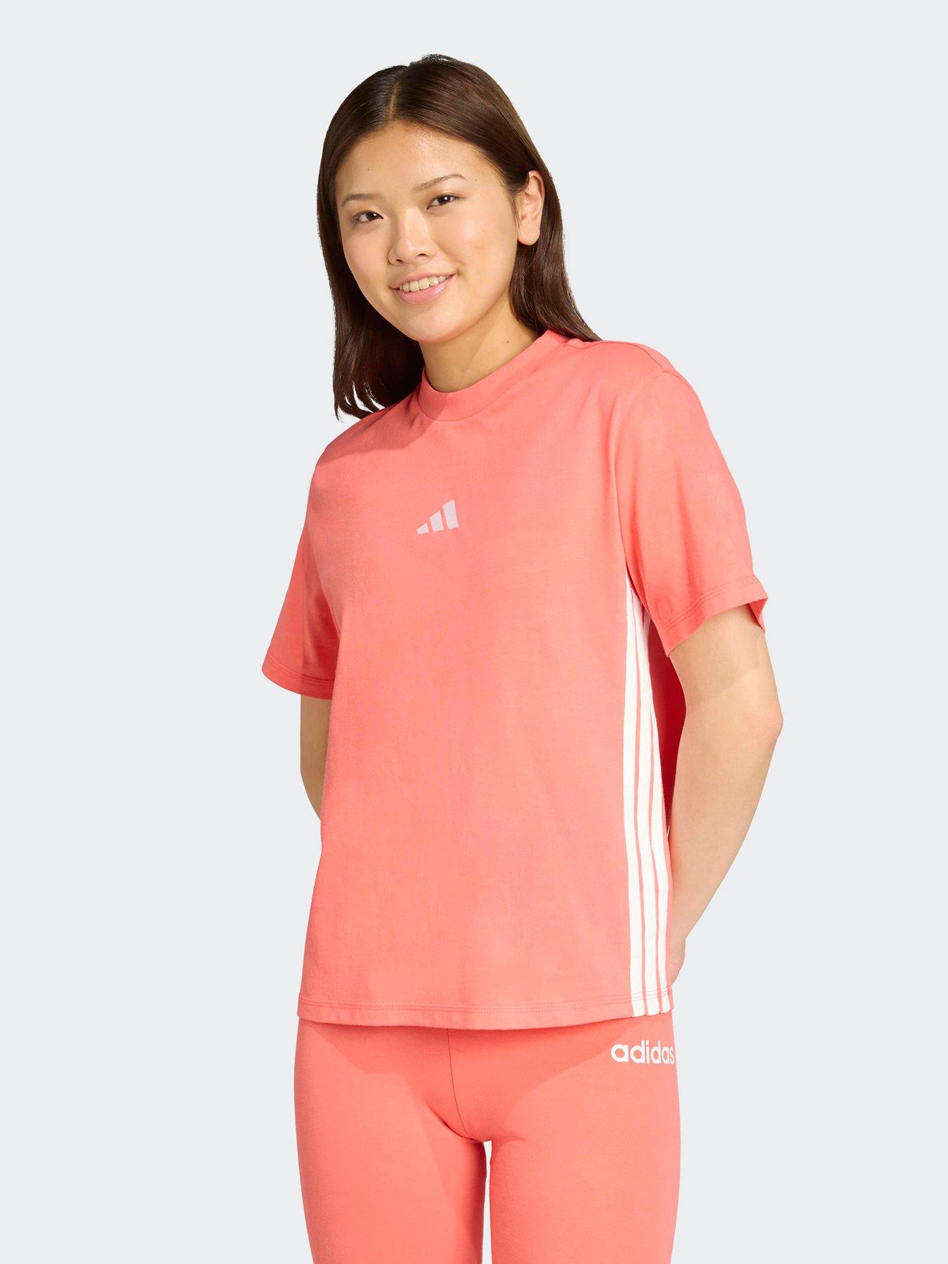 undefined Women's Essentials 3-Stripes Cotton T-Shirt - Pink