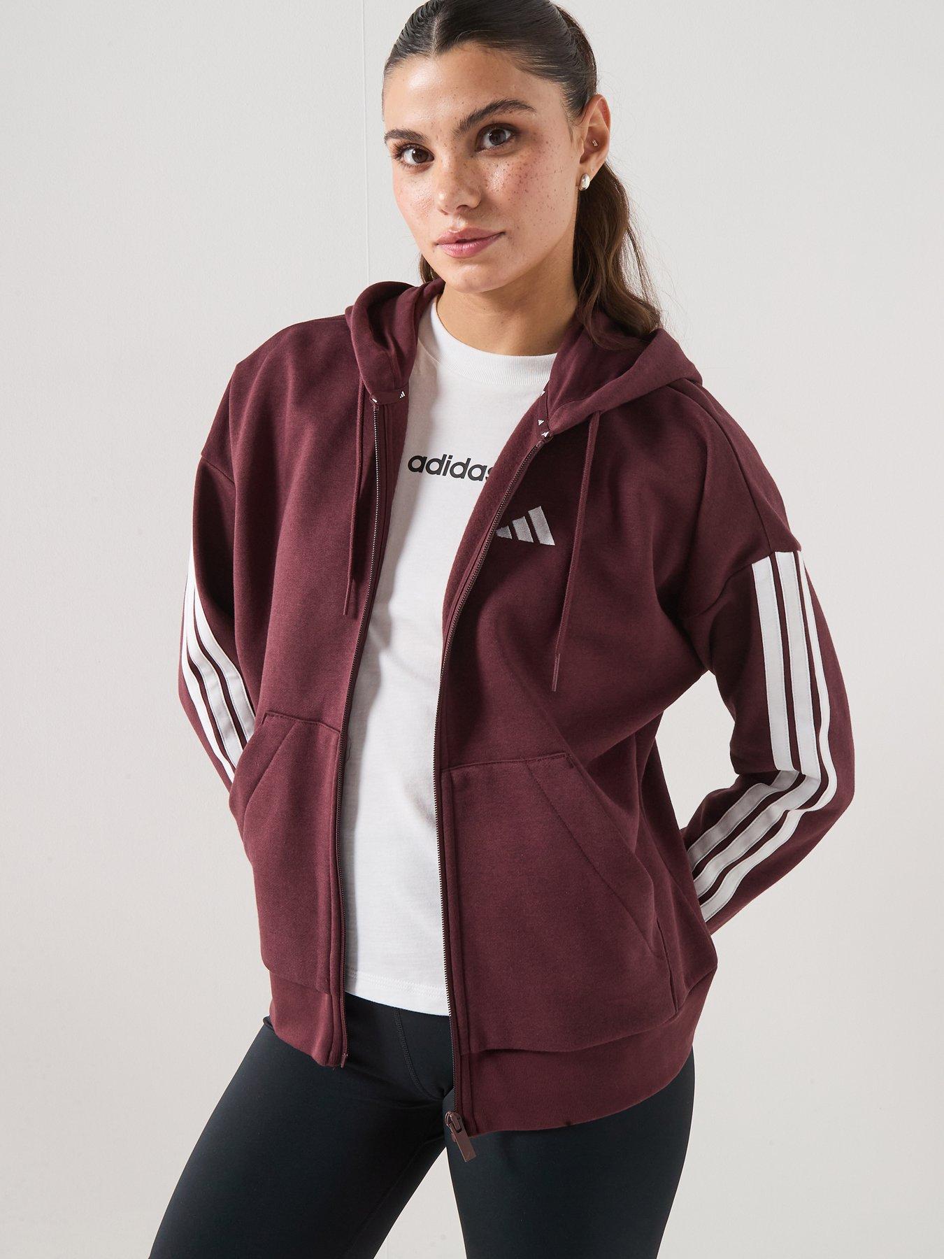 Image 1 of 7 of adidas Sportswear Women's Essentials Hooded Tracksuit&nbsp; Top&nbsp;- Aurora Ruby