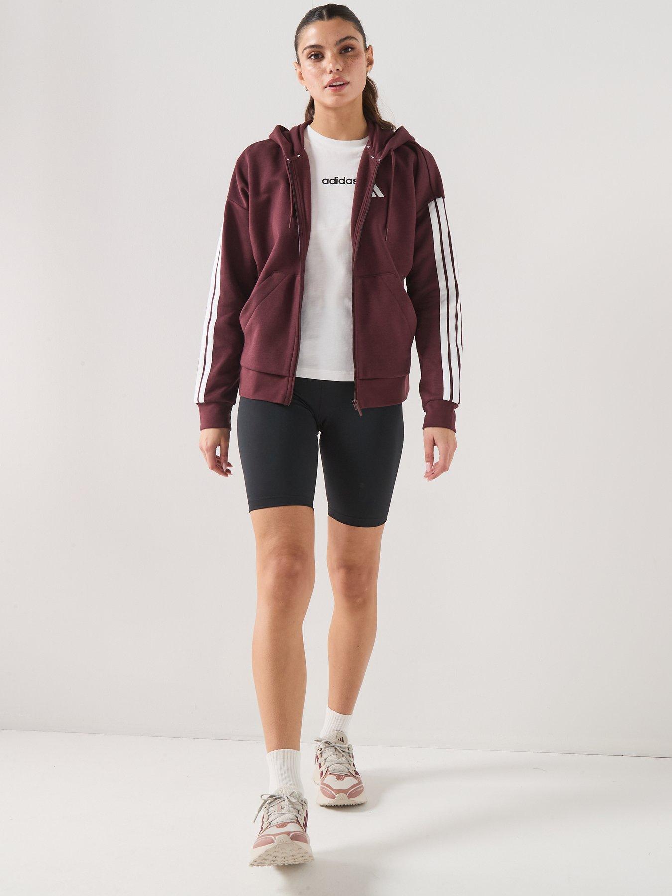 Image 3 of 7 of adidas Sportswear Women's Essentials Hooded Tracksuit&nbsp; Top&nbsp;- Aurora Ruby