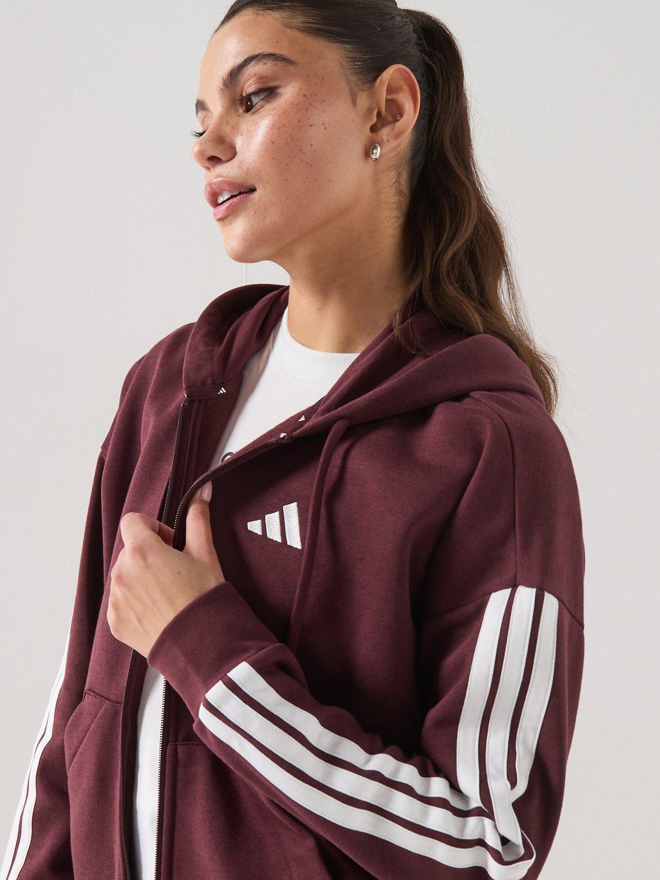 Image 4 of 7 of adidas Sportswear Women's Essentials Hooded Tracksuit&nbsp; Top&nbsp;- Aurora Ruby