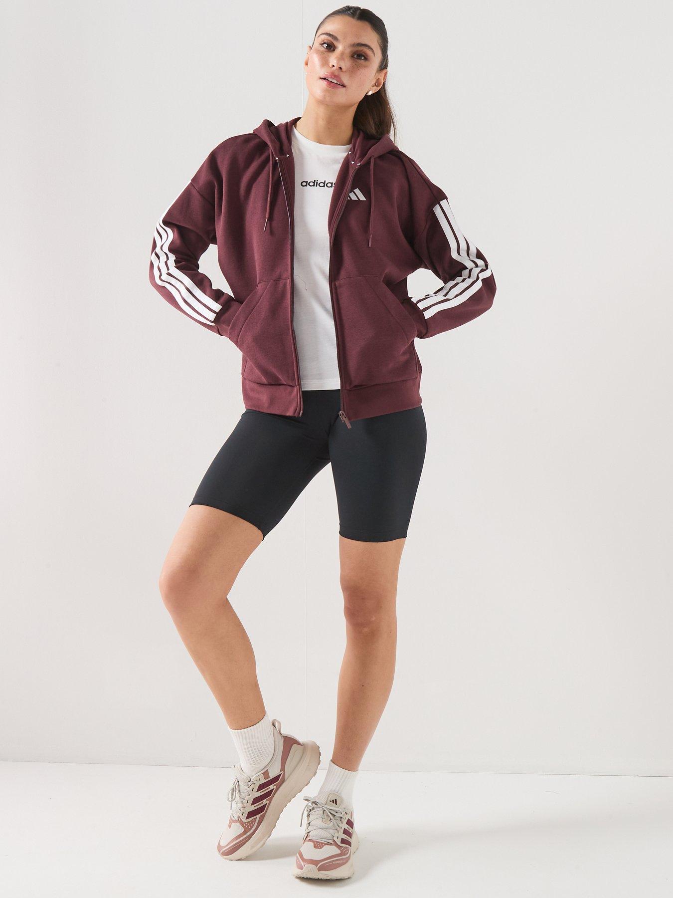 Image 5 of 7 of adidas Sportswear Women's Essentials Hooded Tracksuit&nbsp; Top&nbsp;- Aurora Ruby