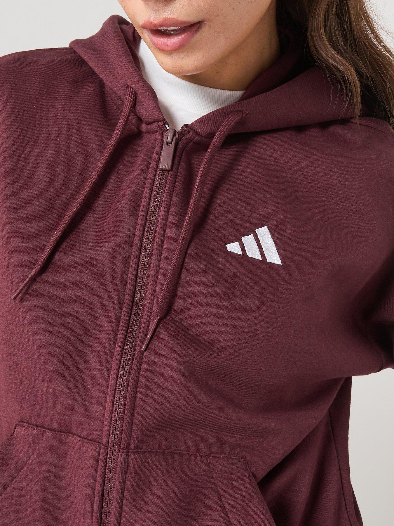 Image 6 of 7 of adidas Sportswear Women's Essentials Hooded Tracksuit&nbsp; Top&nbsp;- Aurora Ruby