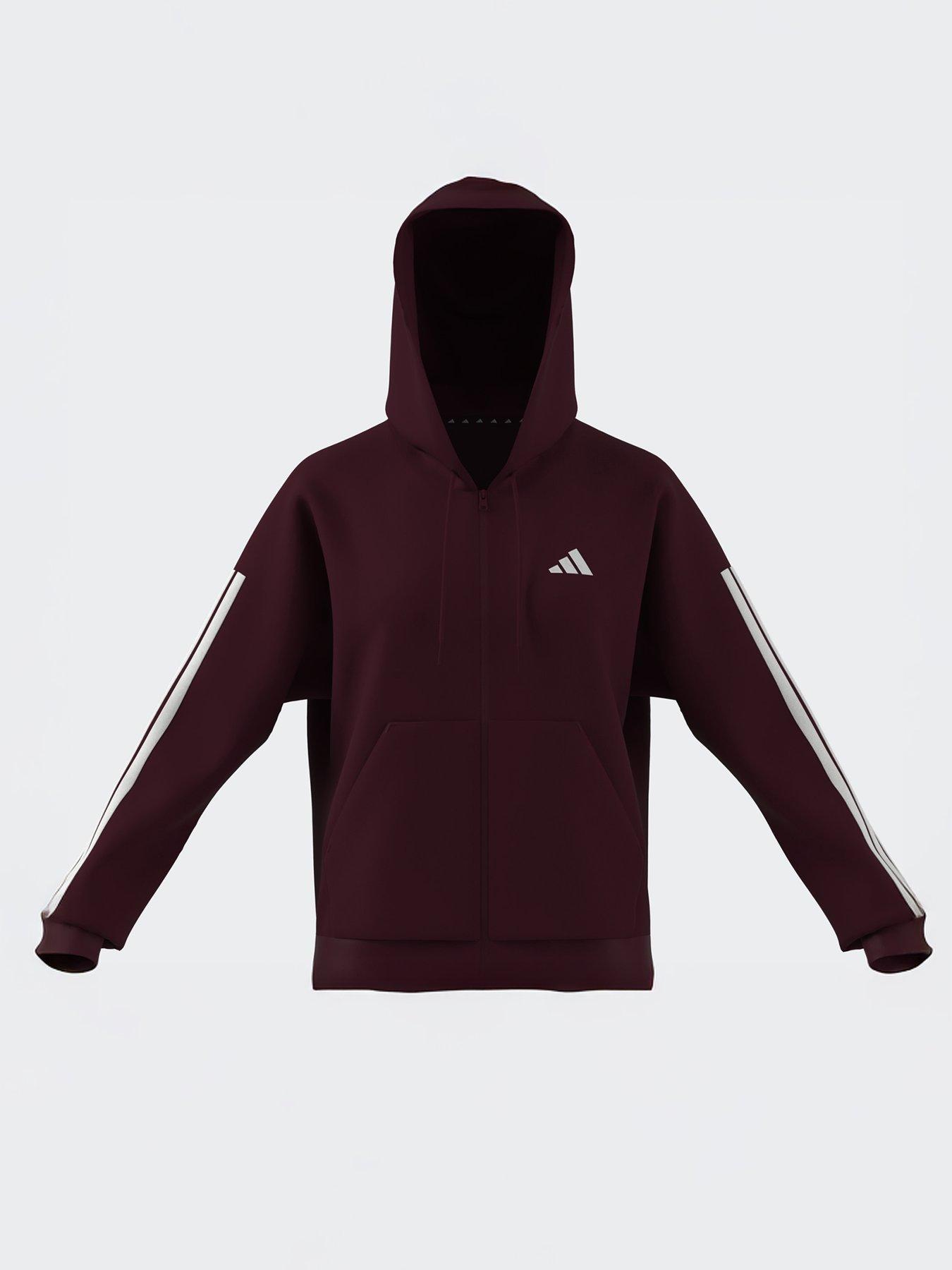 Image 7 of 7 of adidas Sportswear Women's Essentials Hooded Tracksuit&nbsp; Top&nbsp;- Aurora Ruby