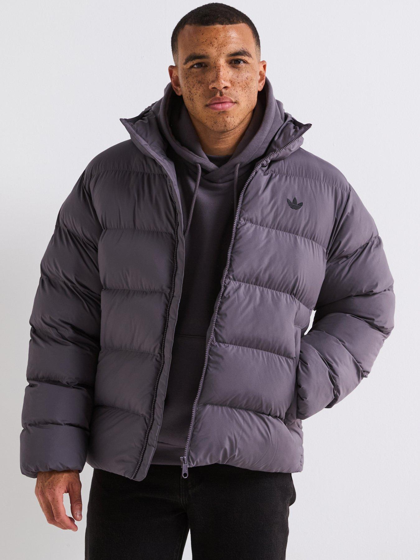 adidas Originals Men's Tonal Hooded Puffer Jacket - Multicolour - Grey Strata