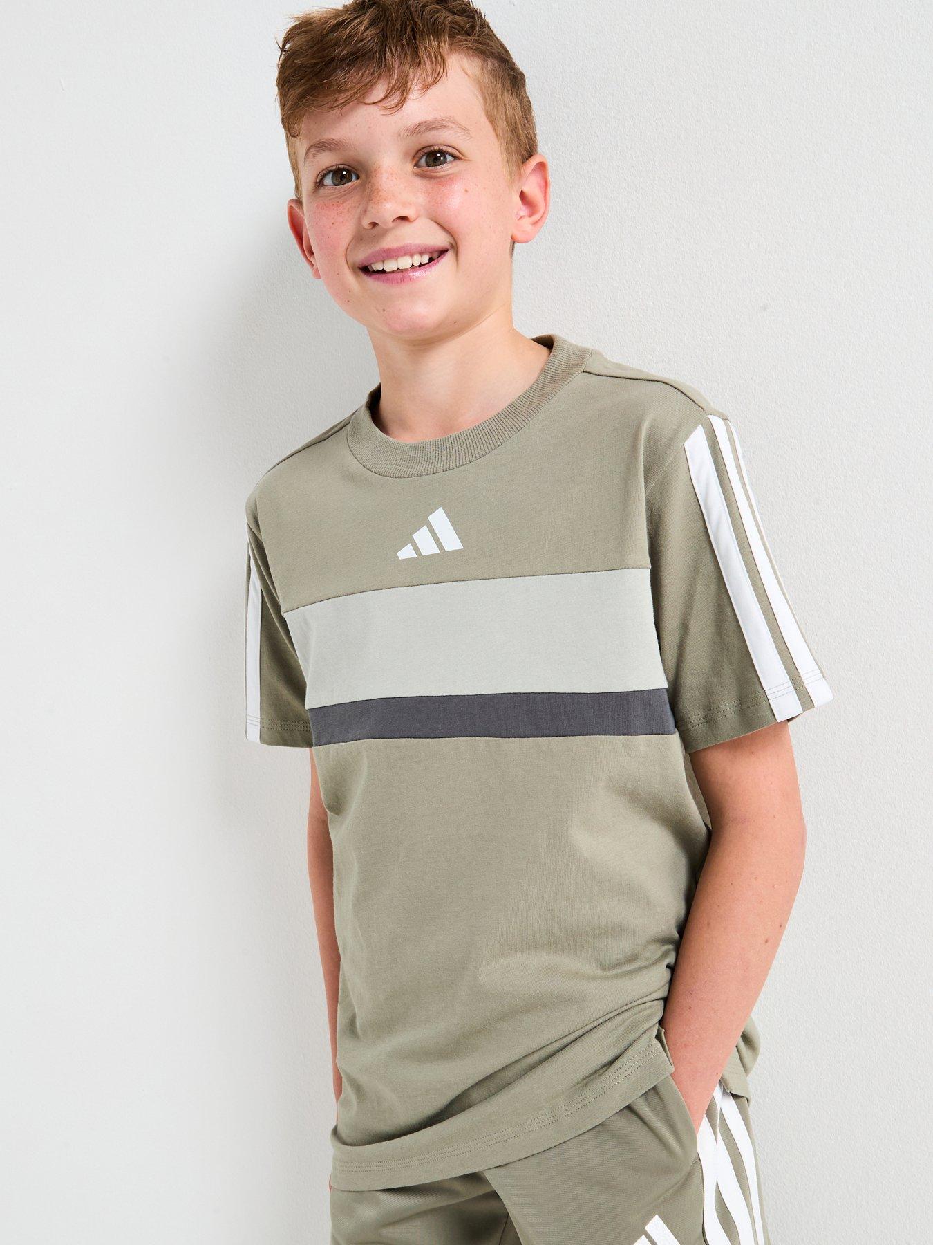 adidas Sportswear: Junior Unisex Seasonal Essentials Tiberio 3-stripe T-shirt - Grey