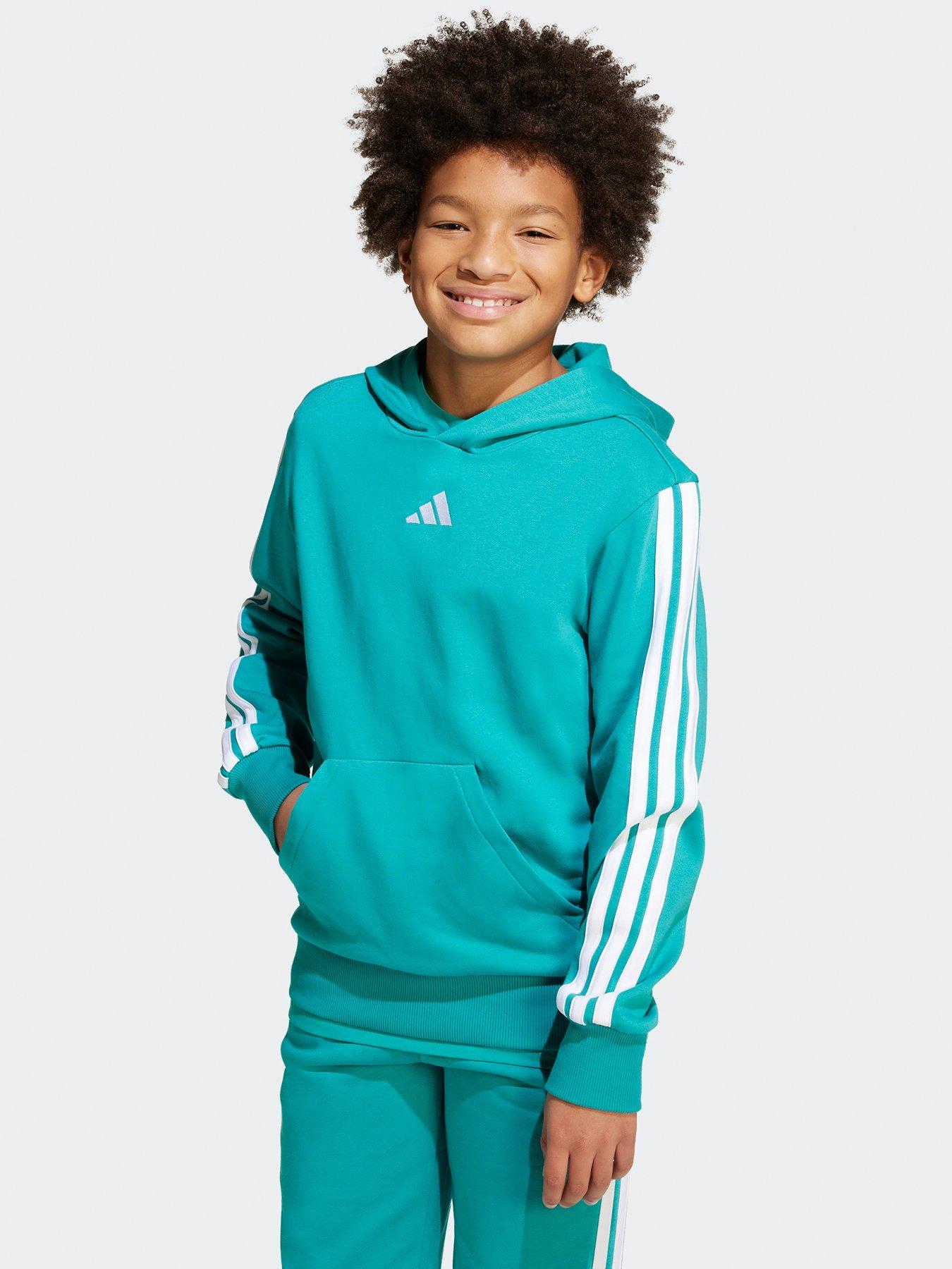 undefined Junior Boys Essentials Three Stripe Hoodie - Green
