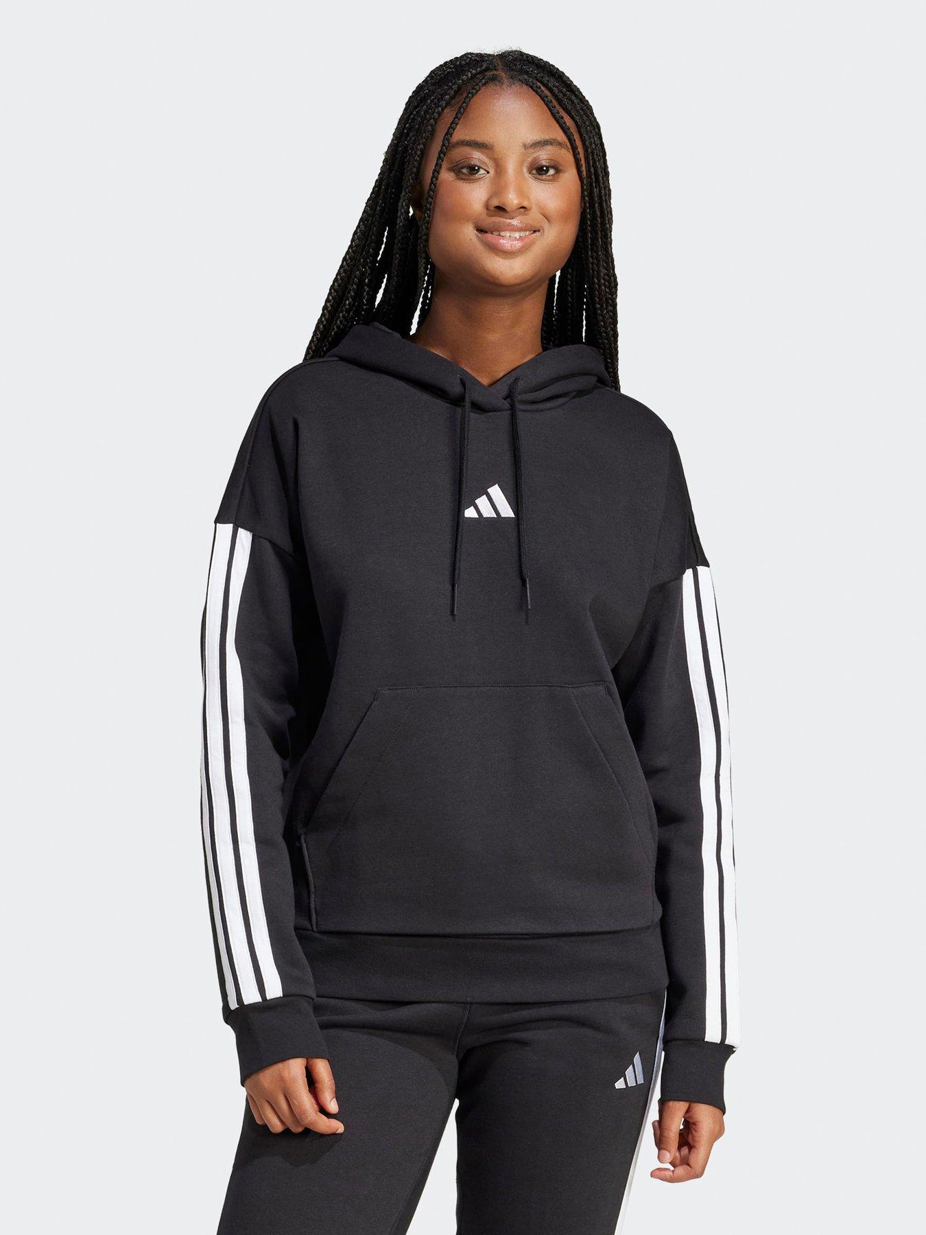 undefined Women's Essentials 3-stripes Fleece Hoodie - Black