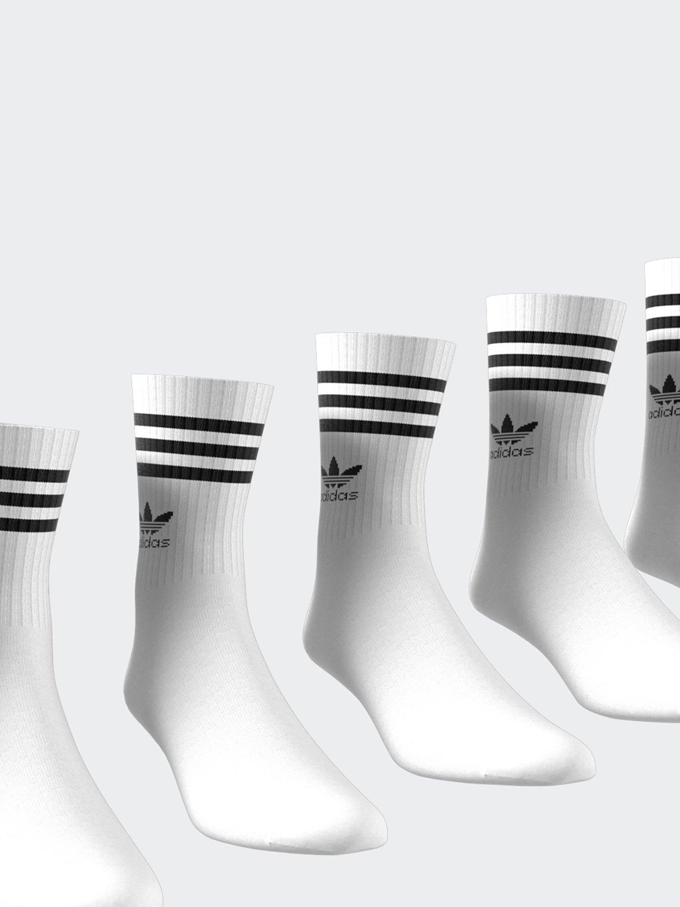 adidas Originals Unisex 3 Stripe Crew Socks 10 Pack, White, Size Xs, Men