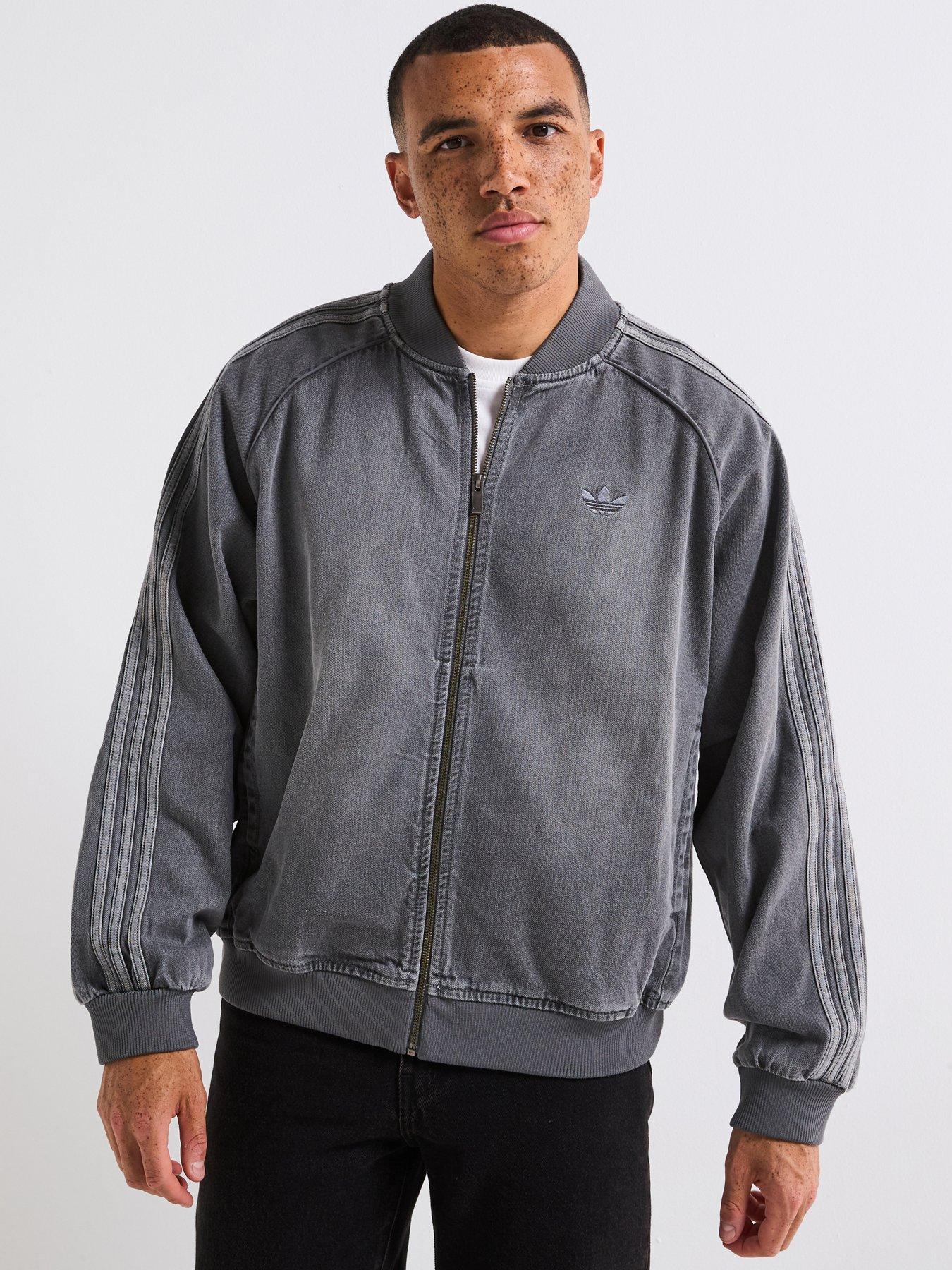 Adidas Originals Men'S Adicolor Loose Denim Wash Jacket - Dark Grey