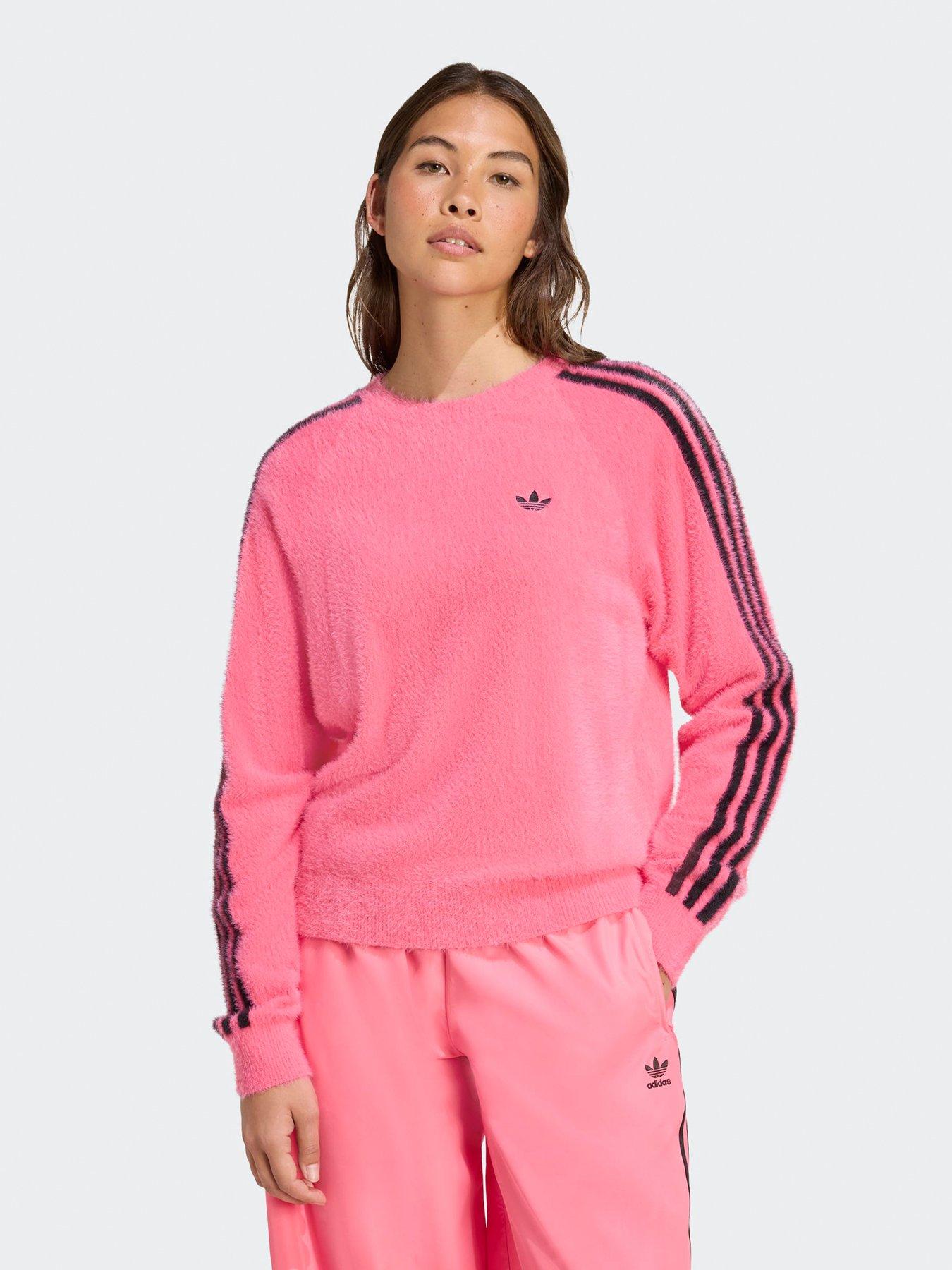 adidas Originals Women's Adicolor Holiday Knit Sweater, Lucid Pink, Size M, Women
