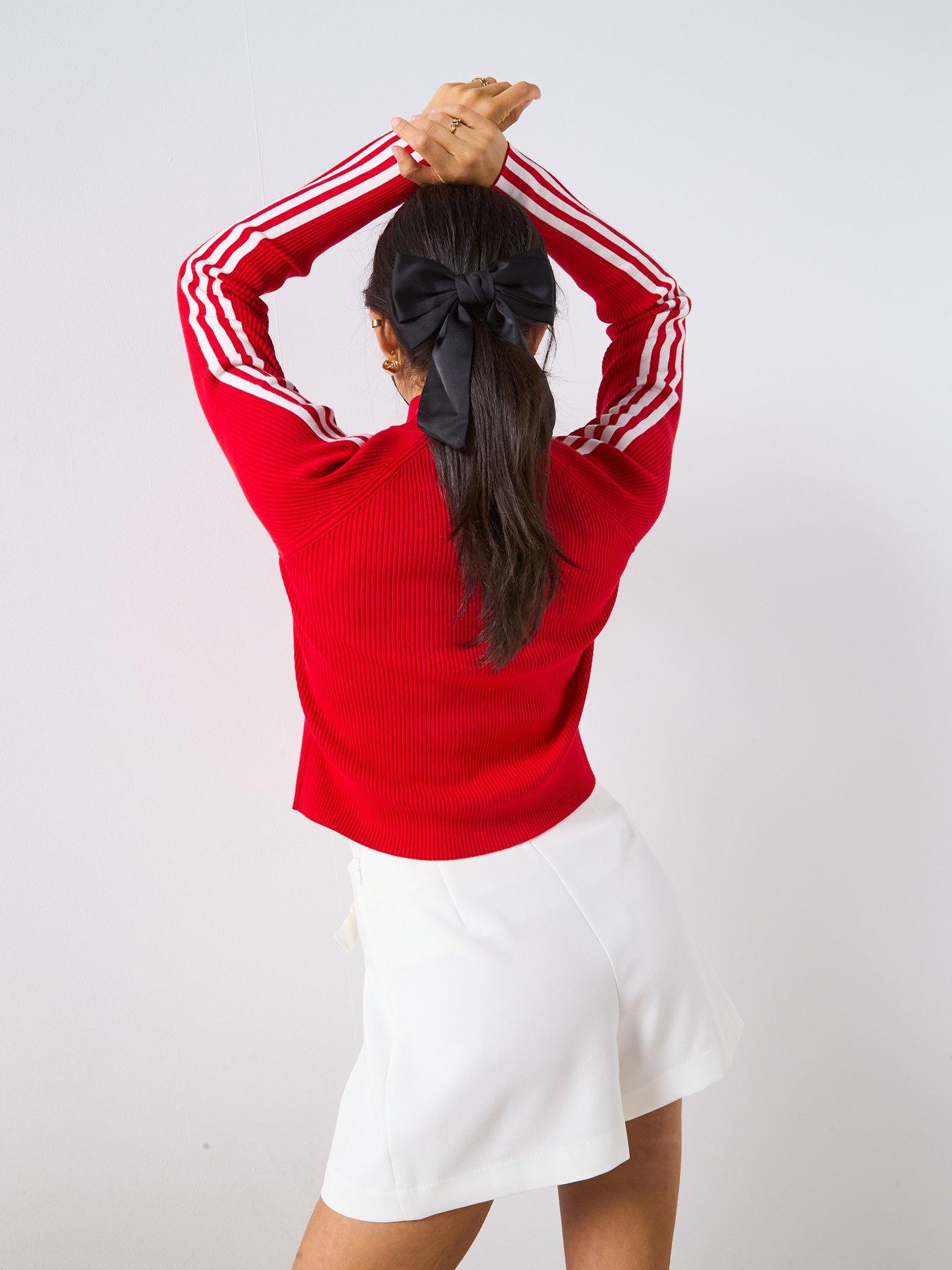 Image 2 of 4 of adidas Originals Women's Adicolor 3 Stripes Slim Knit Tracksuit Top - Red