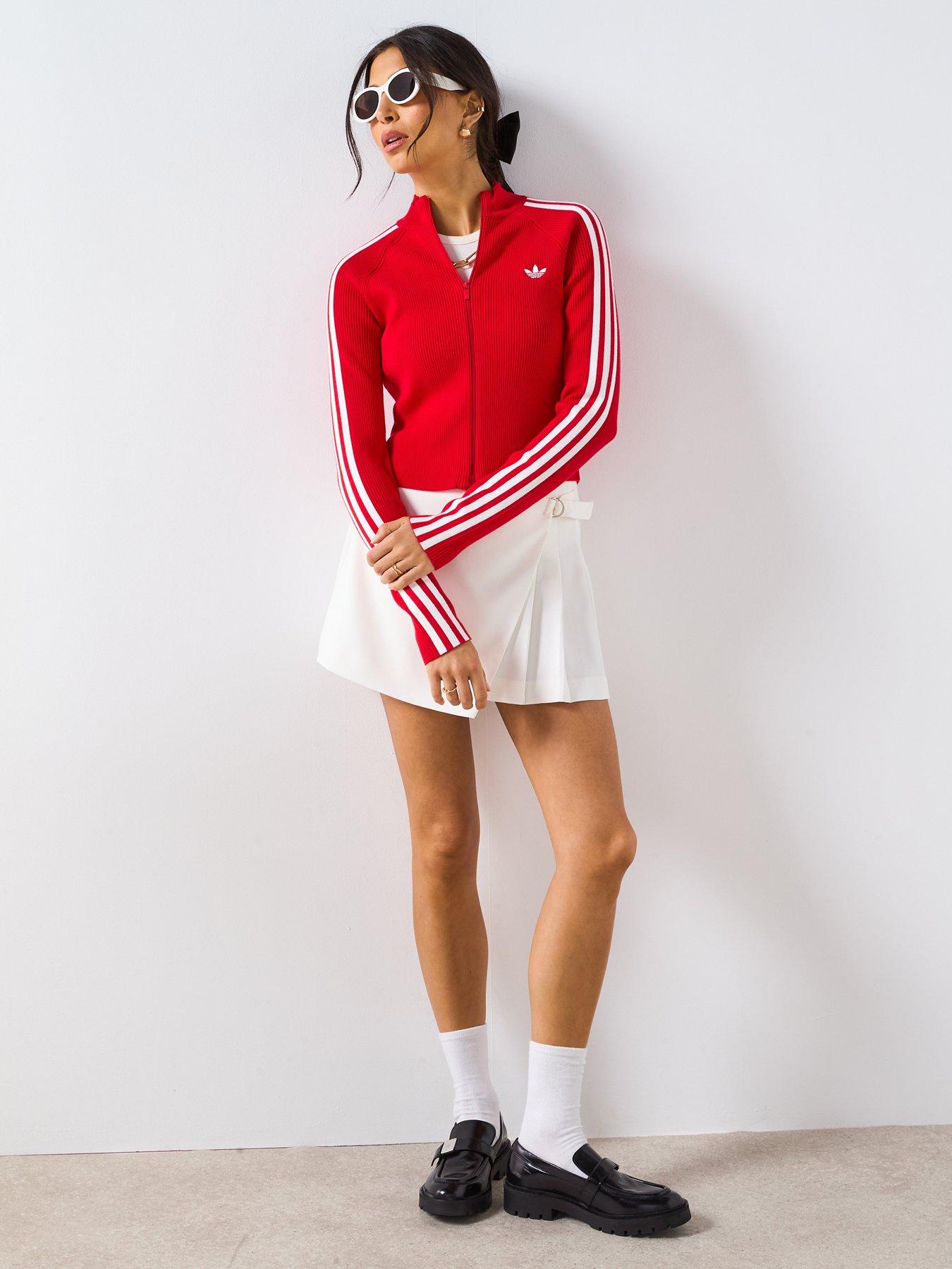 Image 3 of 4 of adidas Originals Women's Adicolor 3 Stripes Slim Knit Tracksuit Top - Red
