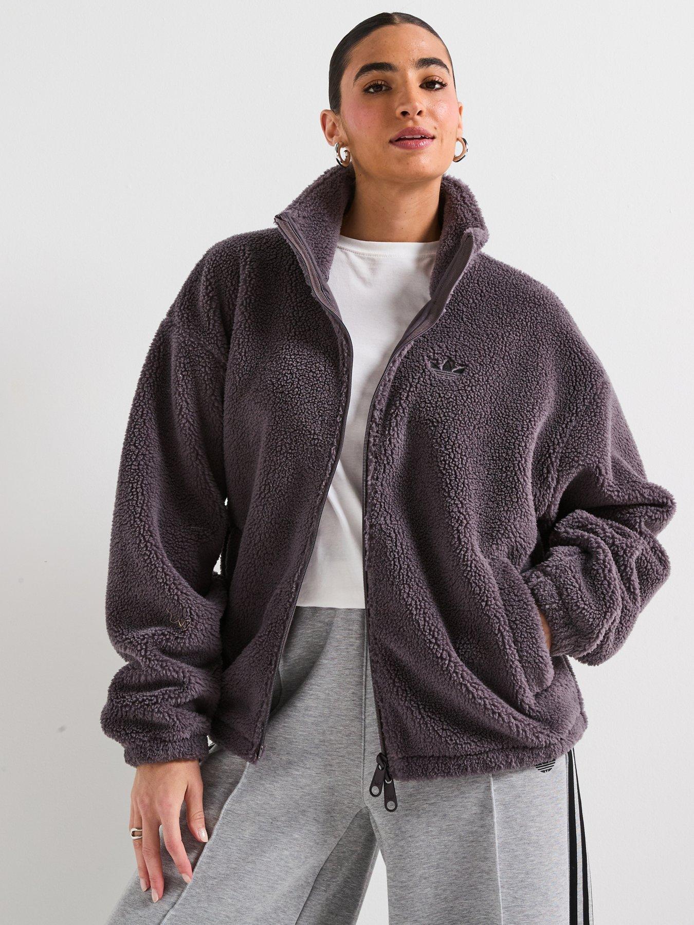 adidas Originals Women's Essentials Teddy Jacket Dark Grey Very