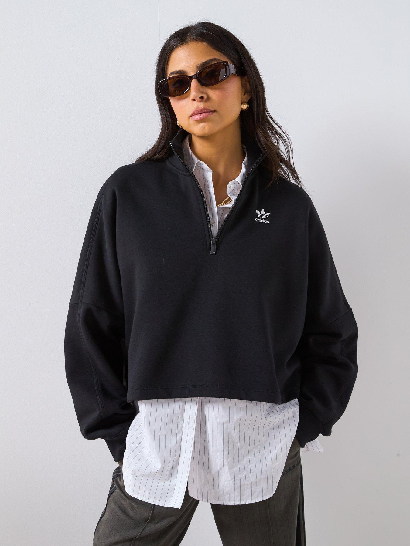 adidas Originals Women's Essentials 1/2 Zip Fleece Sweatshirt - Black